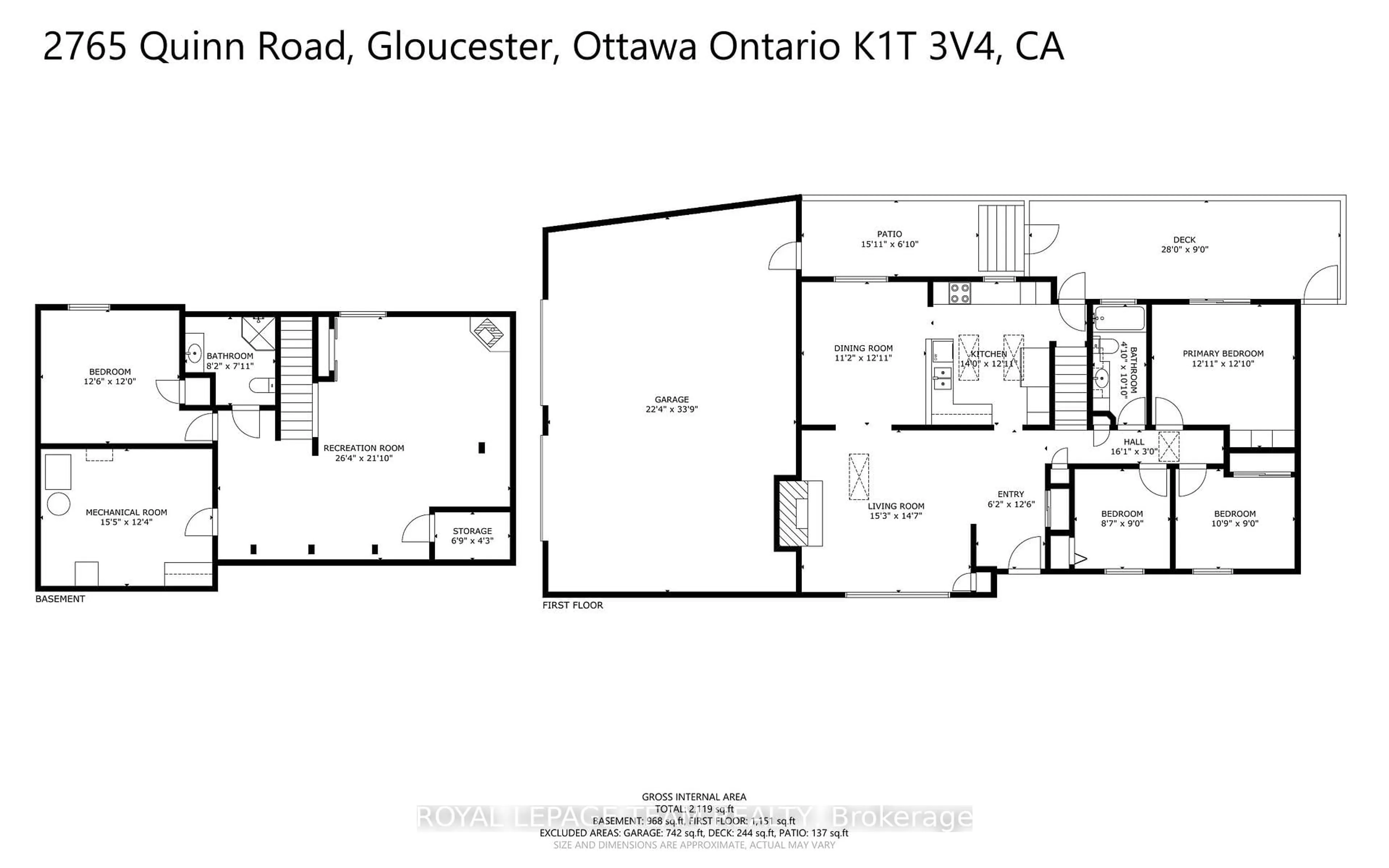 Floor plan for 2765 Quinn Rd, Ottawa Ontario K1T 3V4