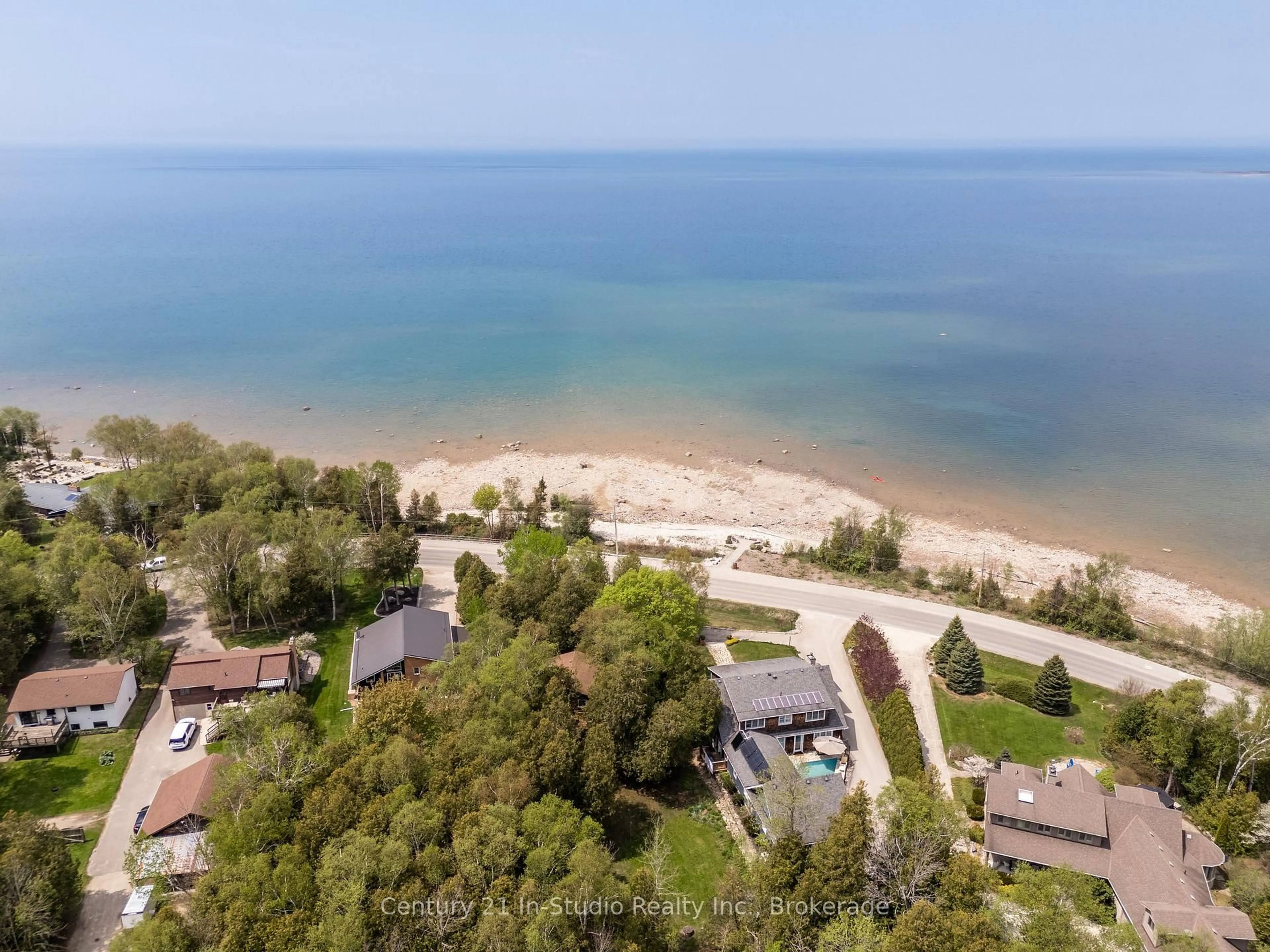 A pic from outside/outdoor area/front of a property/back of a property/a pic from drone, water/lake/river/ocean view for 24 Miramichi Bay Rd, Saugeen Shores Ontario N0H 2C6