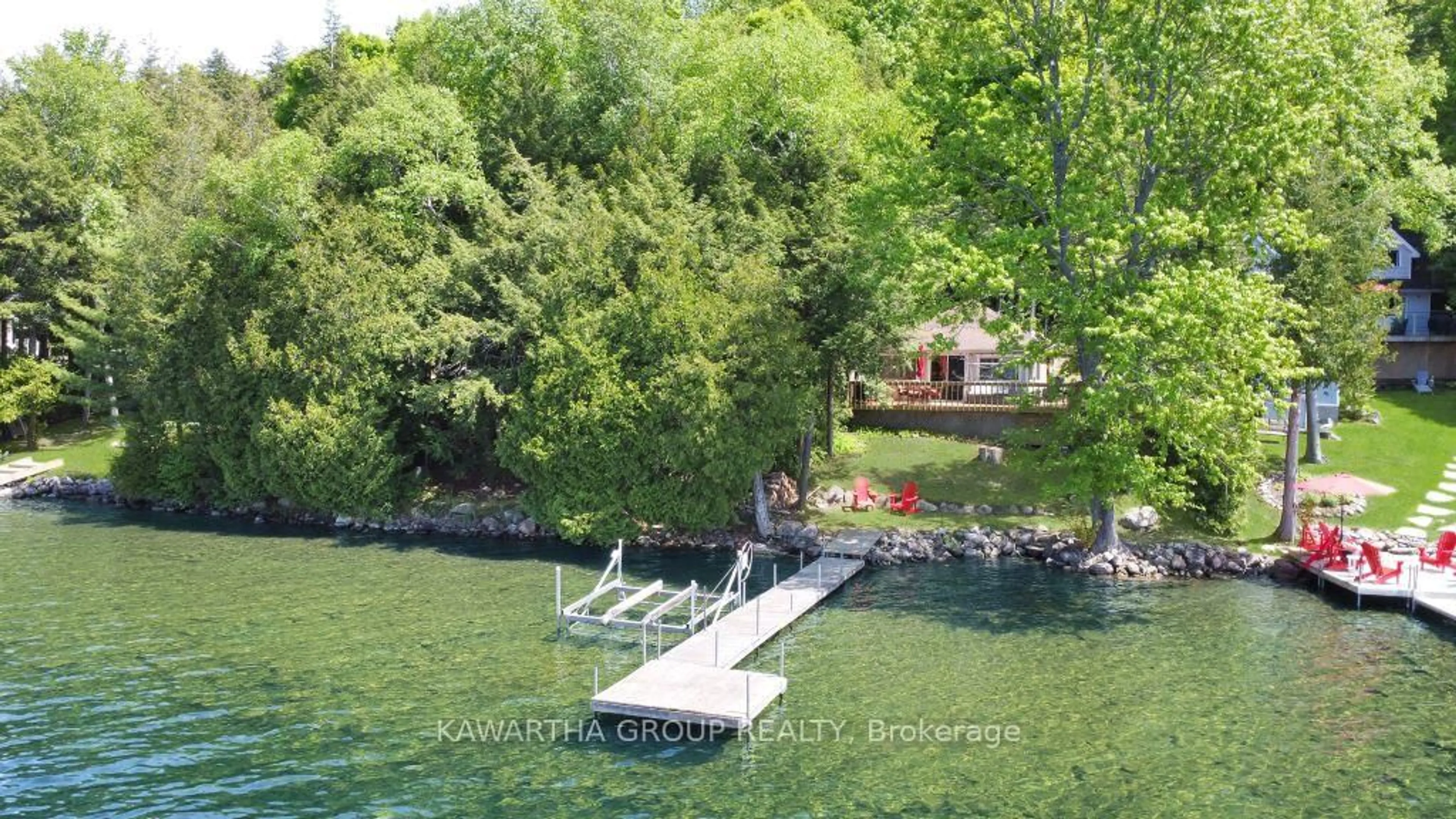 A pic from outside/outdoor area/front of a property/back of a property/a pic from drone, water/lake/river/ocean view for 44 Birch Glen Dr, Kawartha Lakes Ontario K0M 1C0