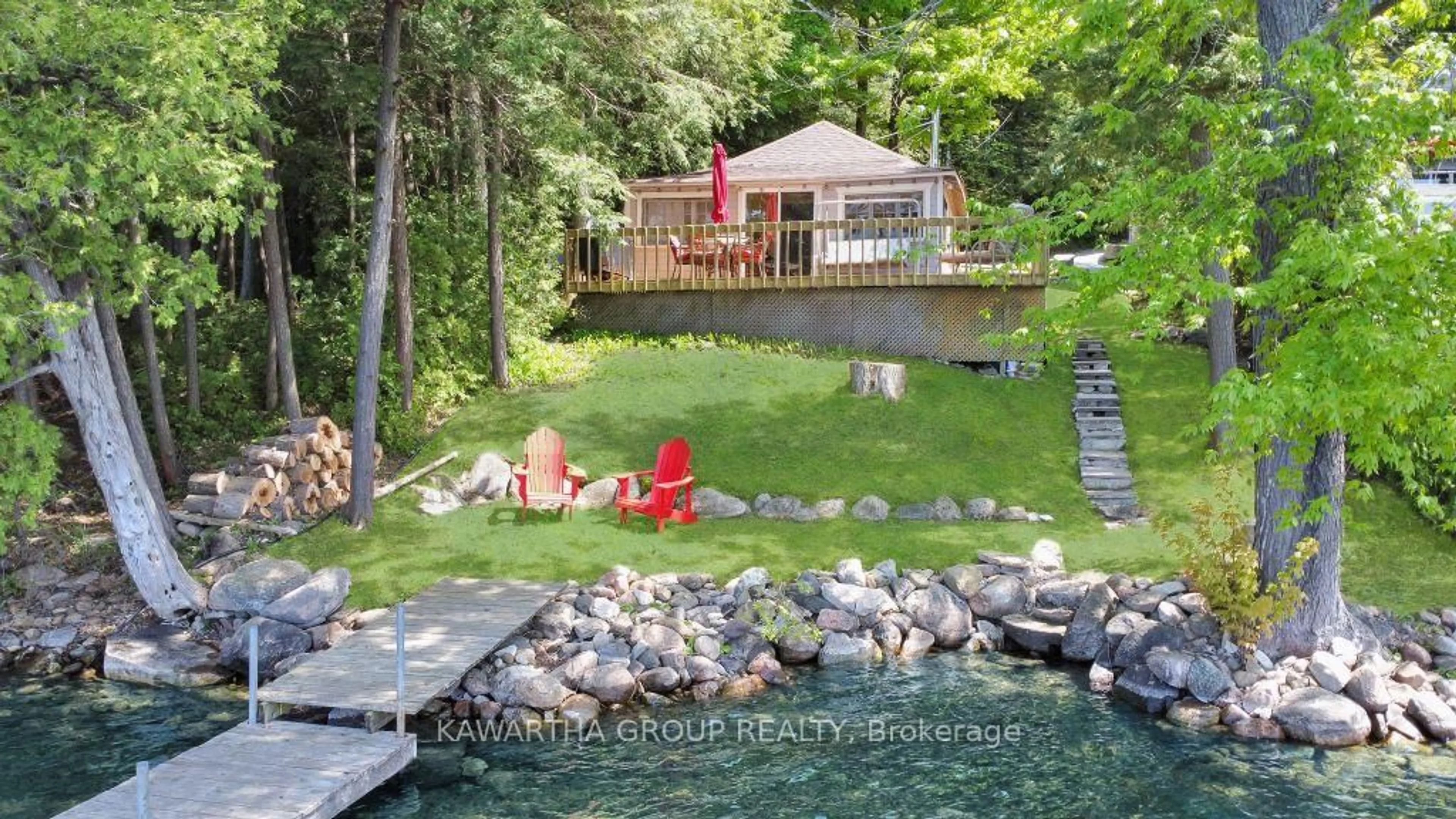 Patio, water/lake/river/ocean view for 44 Birch Glen Dr, Kawartha Lakes Ontario K0M 1C0