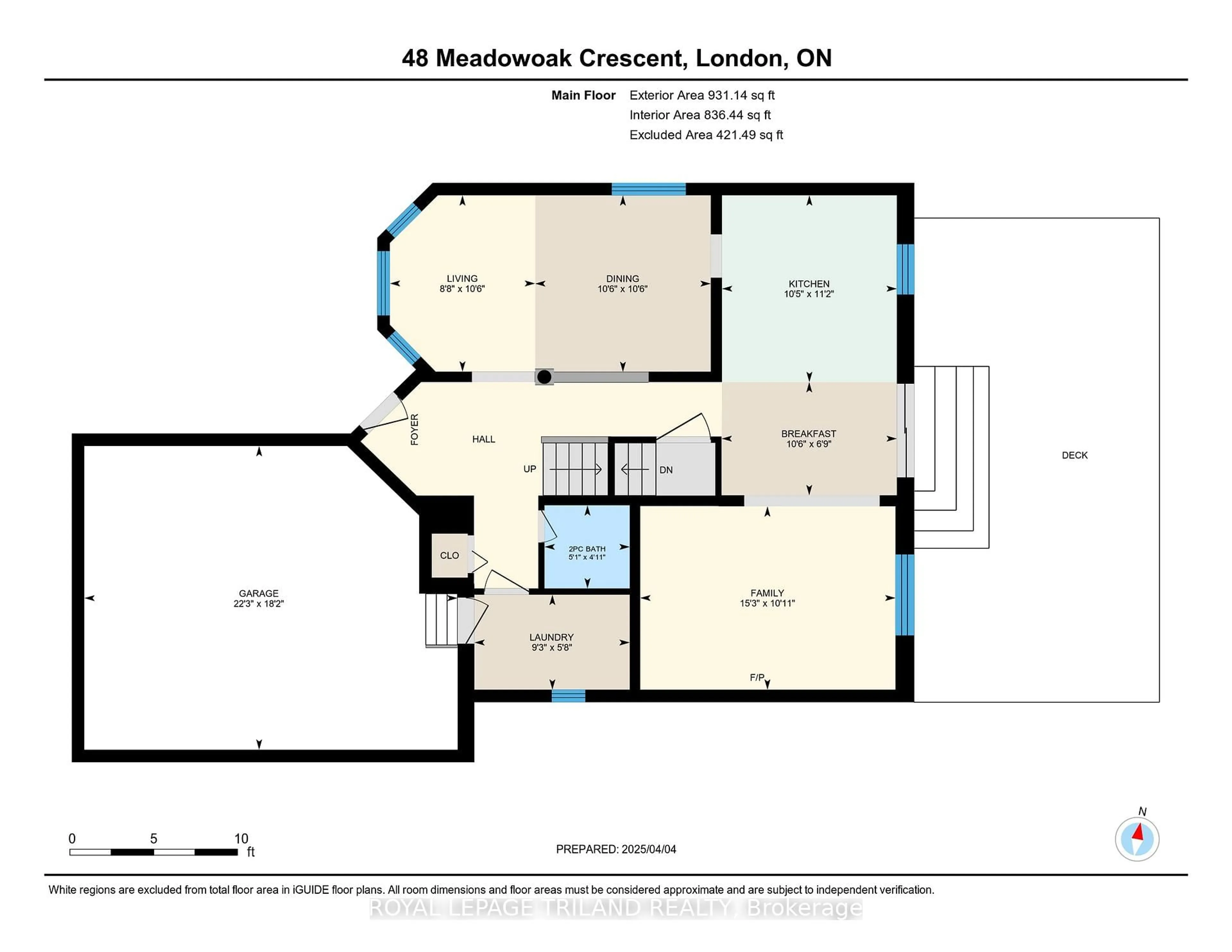 Floor plan for 48 MEADOWOAK Cres, London North Ontario N6H 5E8