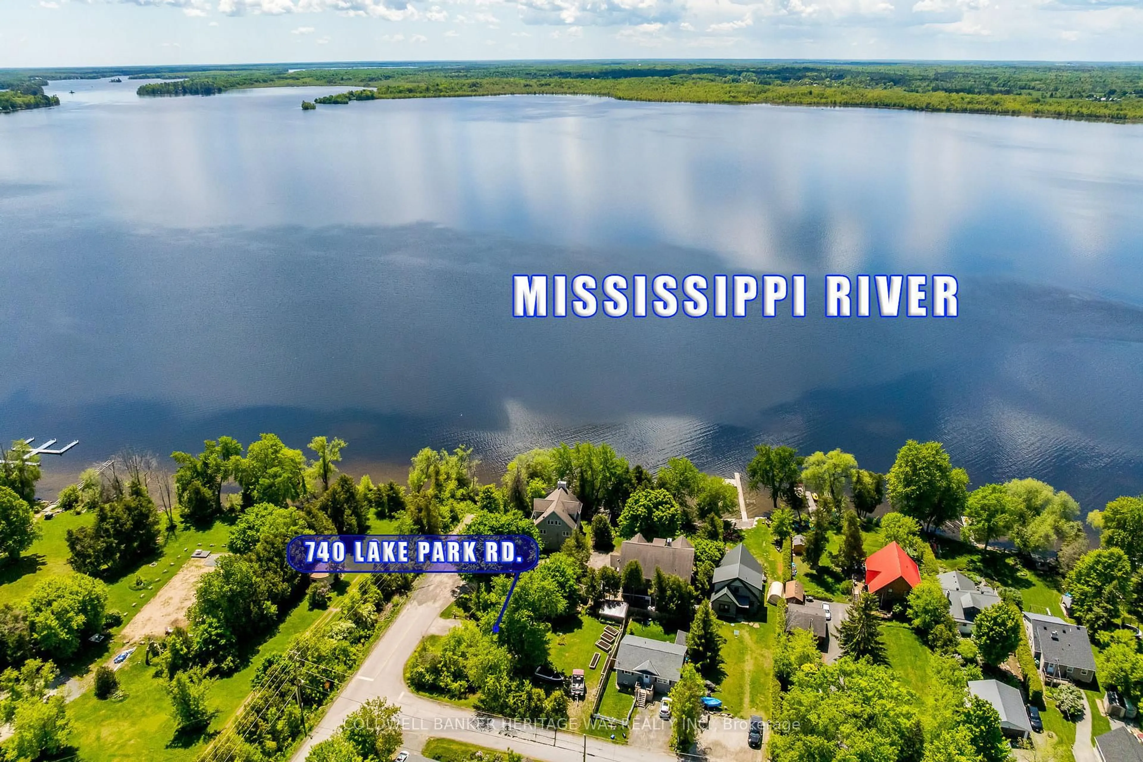 A pic from outside/outdoor area/front of a property/back of a property/a pic from drone, water/lake/river/ocean view for 740 Lake Park Rd, Carleton Place Ontario K7C 3P2