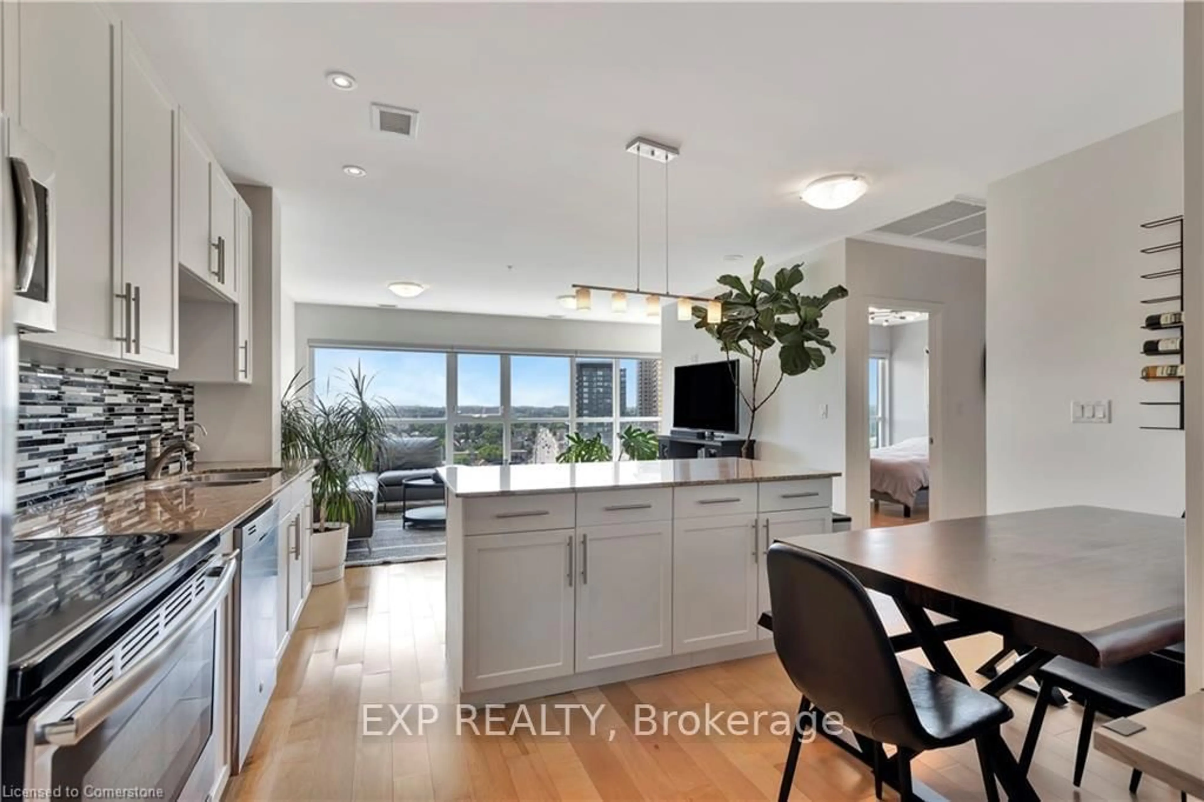 Open concept kitchen, ceramic/tile floor for 1 Victoria St #1001, Kitchener Ontario N2G 0B5