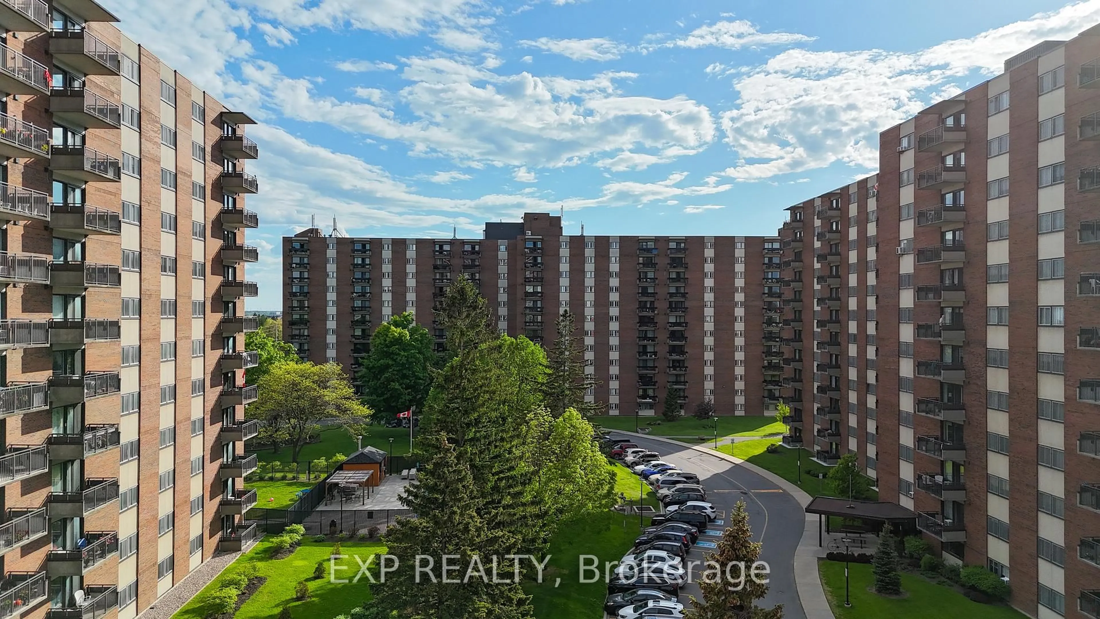 A pic from outside/outdoor area/front of a property/back of a property/a pic from drone, city buildings view from balcony for 1485 BASELINE Rd #305, Ottawa Ontario K2C 3L8