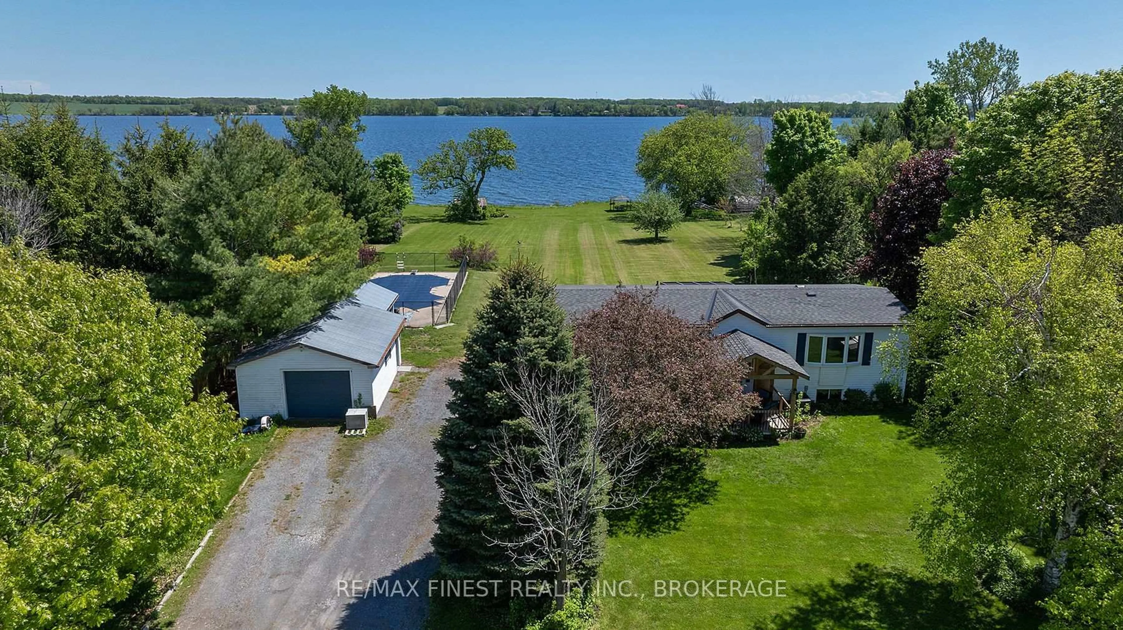 A pic from outside/outdoor area/front of a property/back of a property/a pic from drone, water/lake/river/ocean view for 4225 County Road 9 N/A, Napanee Ontario K7R 3K8