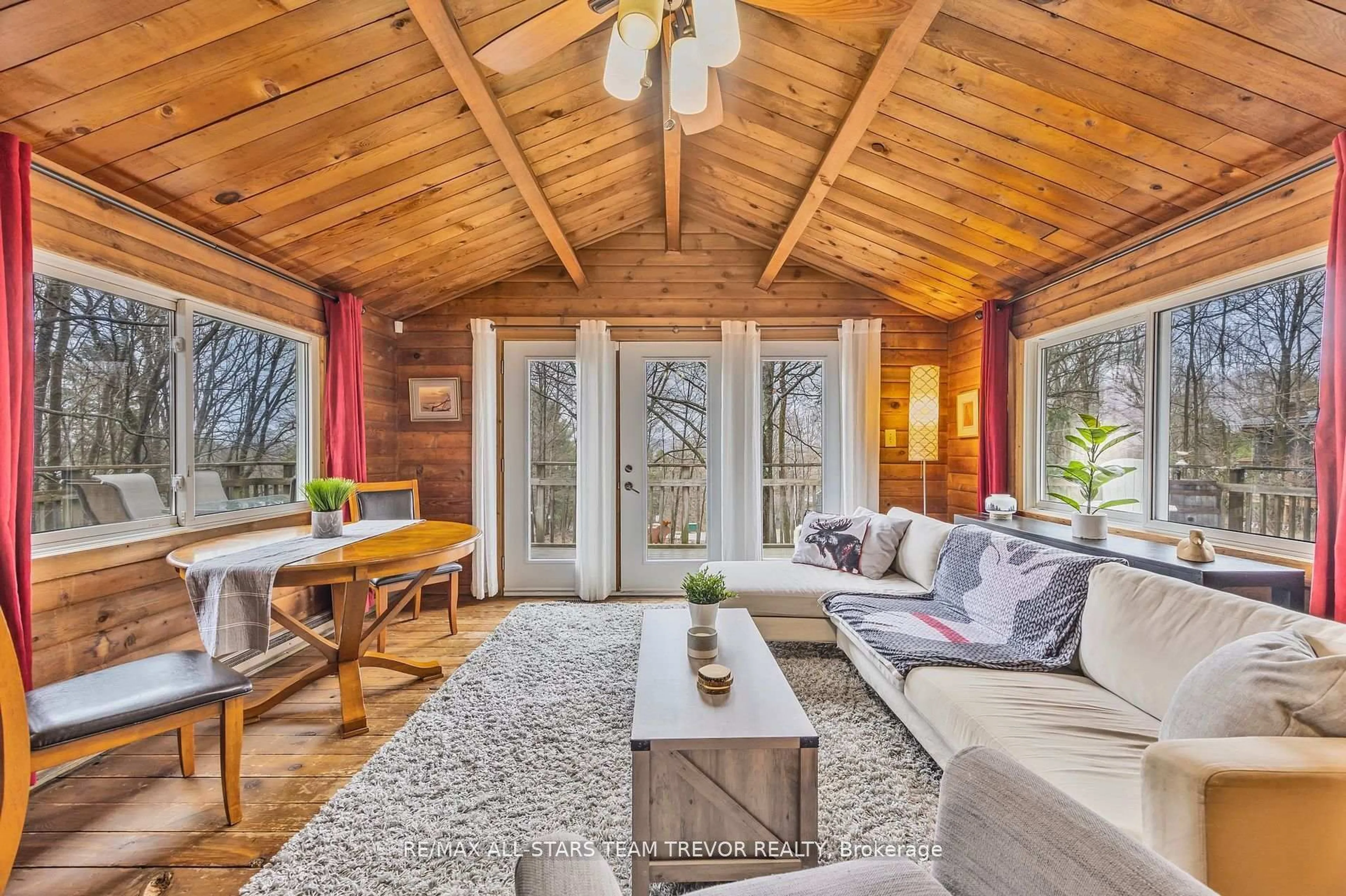 Living room with furniture, wood/laminate floor for 143 Chalet Cres, Huntsville Ontario P1H 1A8