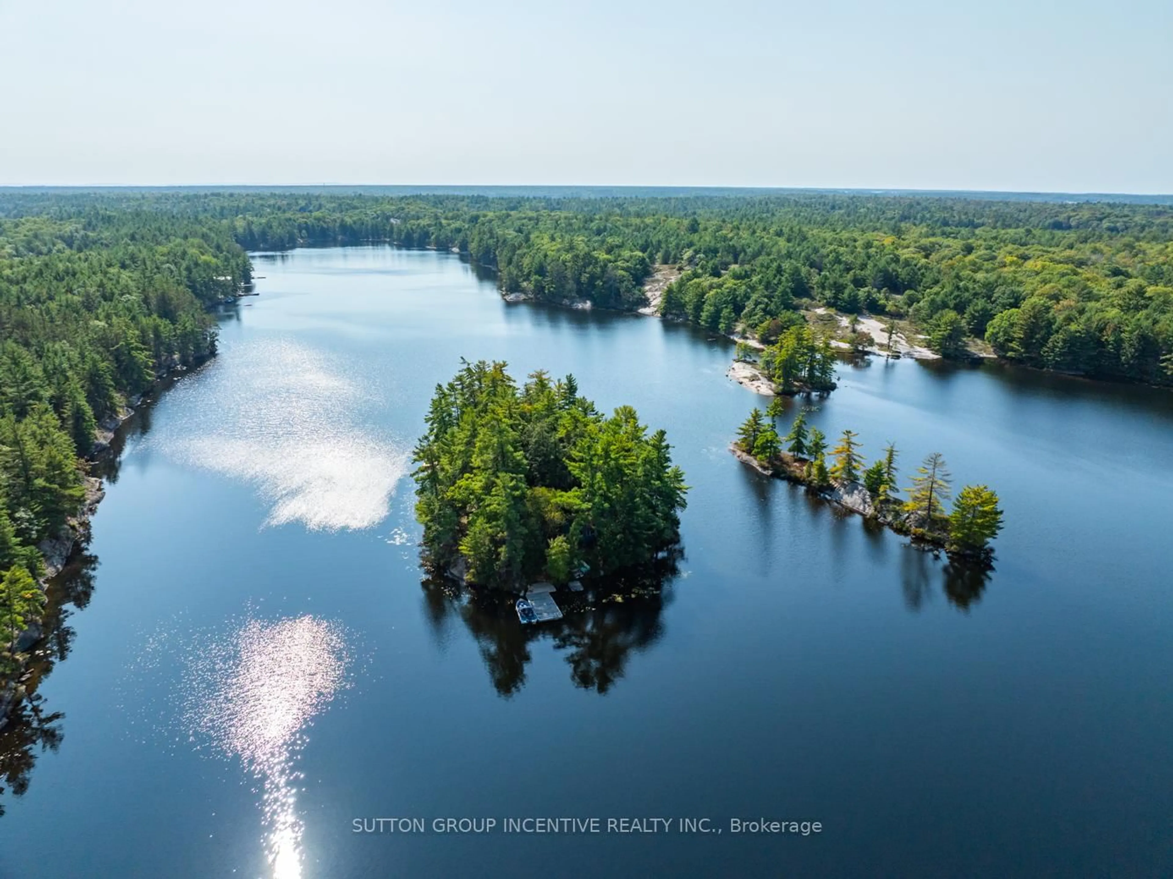 A pic from outside/outdoor area/front of a property/back of a property/a pic from drone, water/lake/river/ocean view for 431 Healey Lake N/A, The Archipelago Ontario P0G 1G0