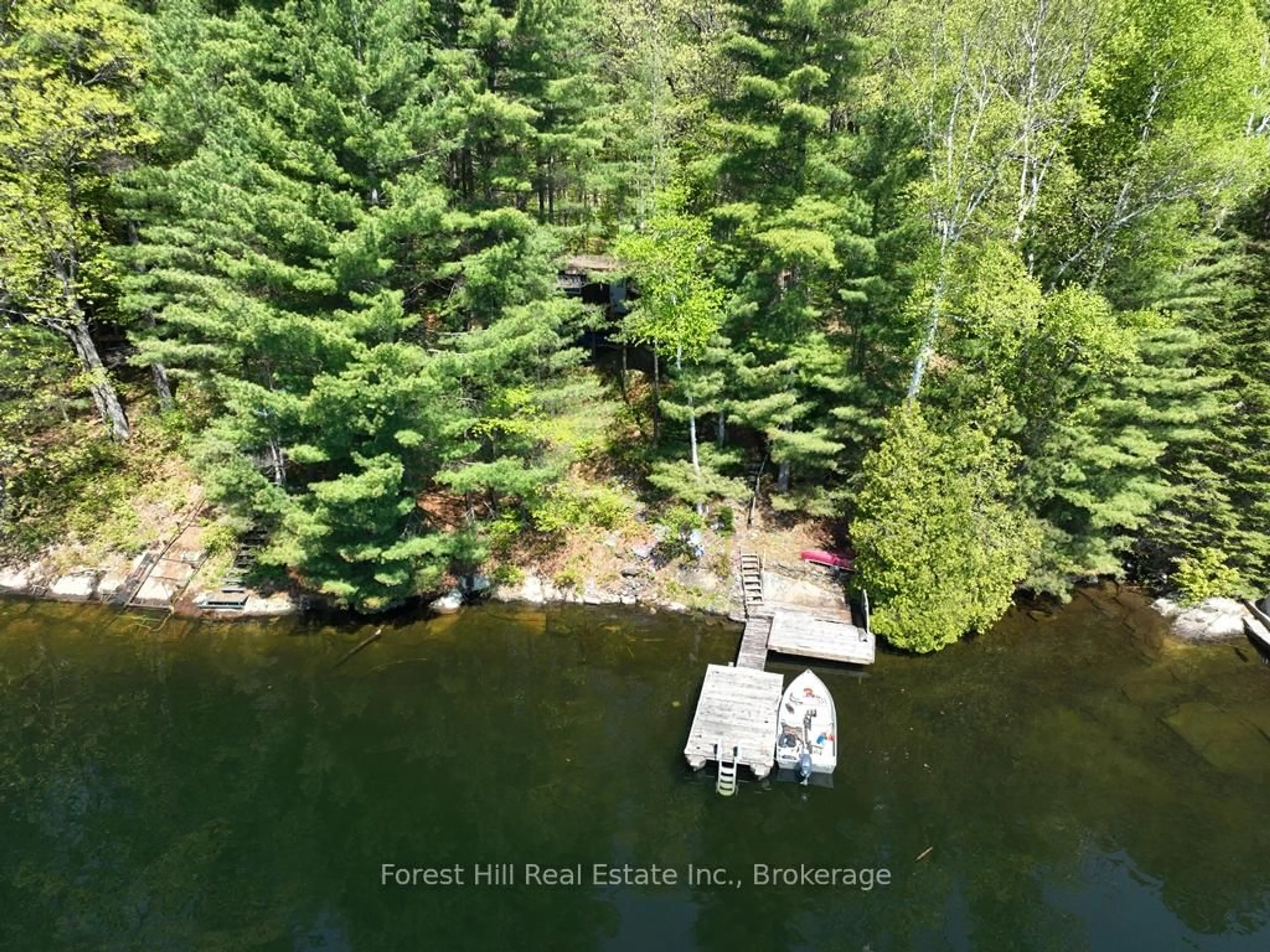 A pic from outside/outdoor area/front of a property/back of a property/a pic from drone, water/lake/river/ocean view for 10789 Moorlands Bay (WAO) N/A, Algonquin Highlands Ontario P0A 1E0