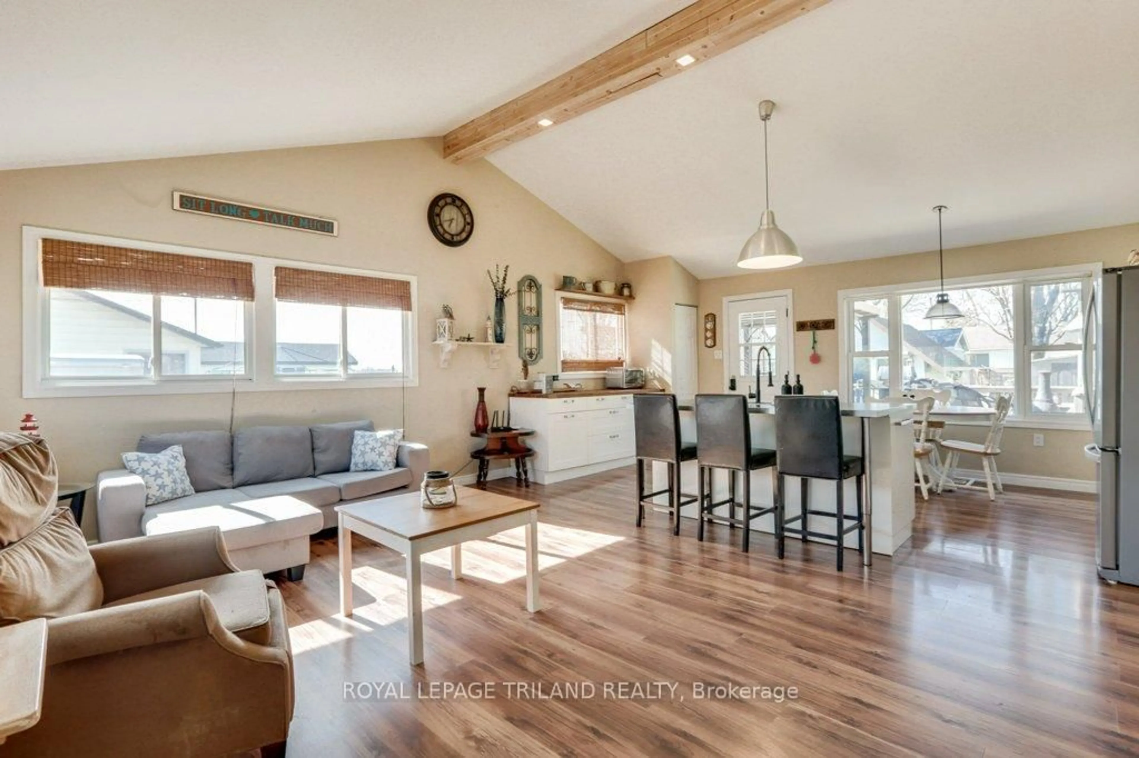 Open concept kitchen, wood/laminate floor for 8443 Keith St, Lambton Shores Ontario N0N 1J7