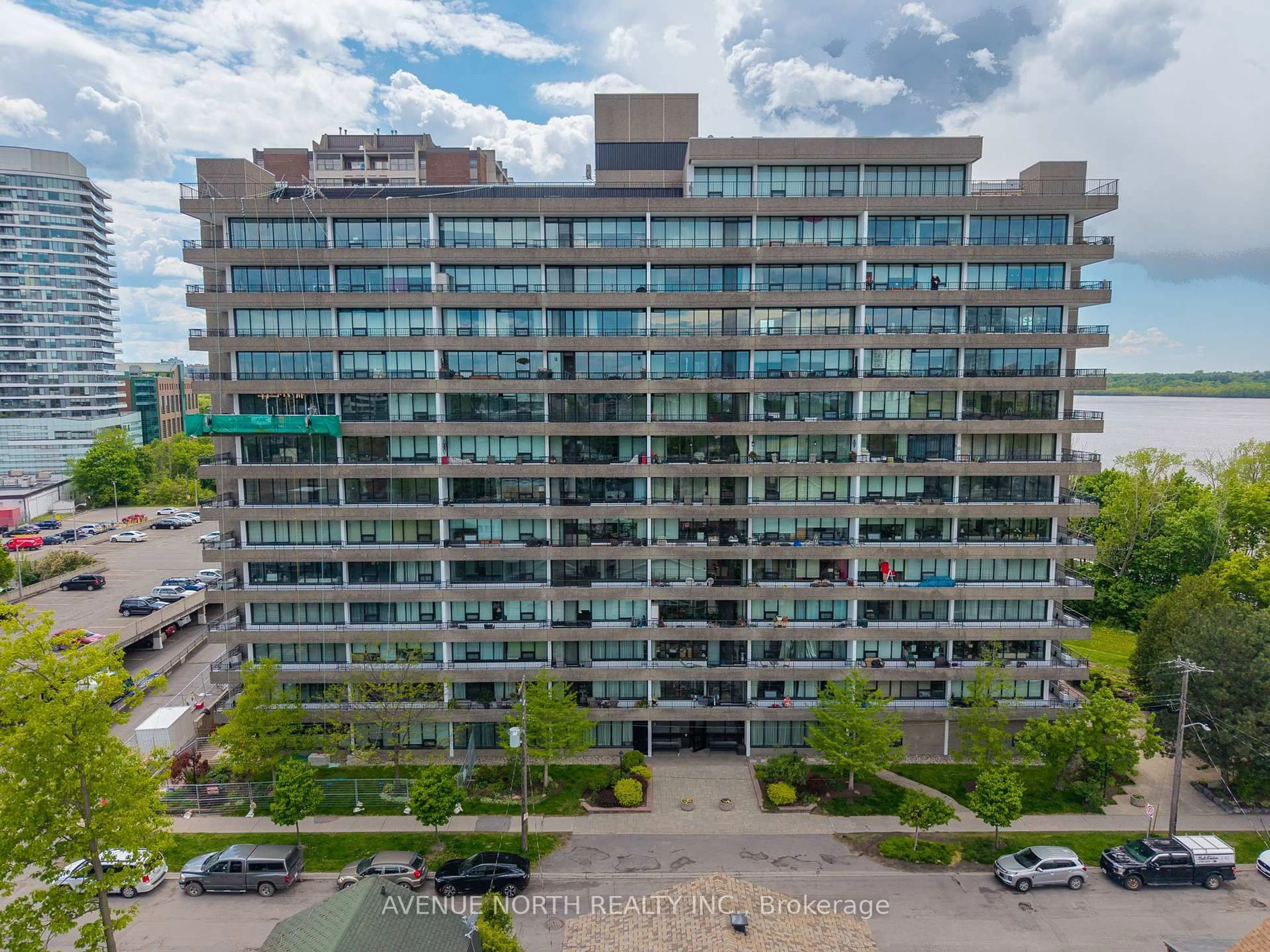 A pic from outside/outdoor area/front of a property/back of a property/a pic from drone, city buildings view from balcony for 370 Dominion Ave #706, Ottawa Ontario K2A 3X4