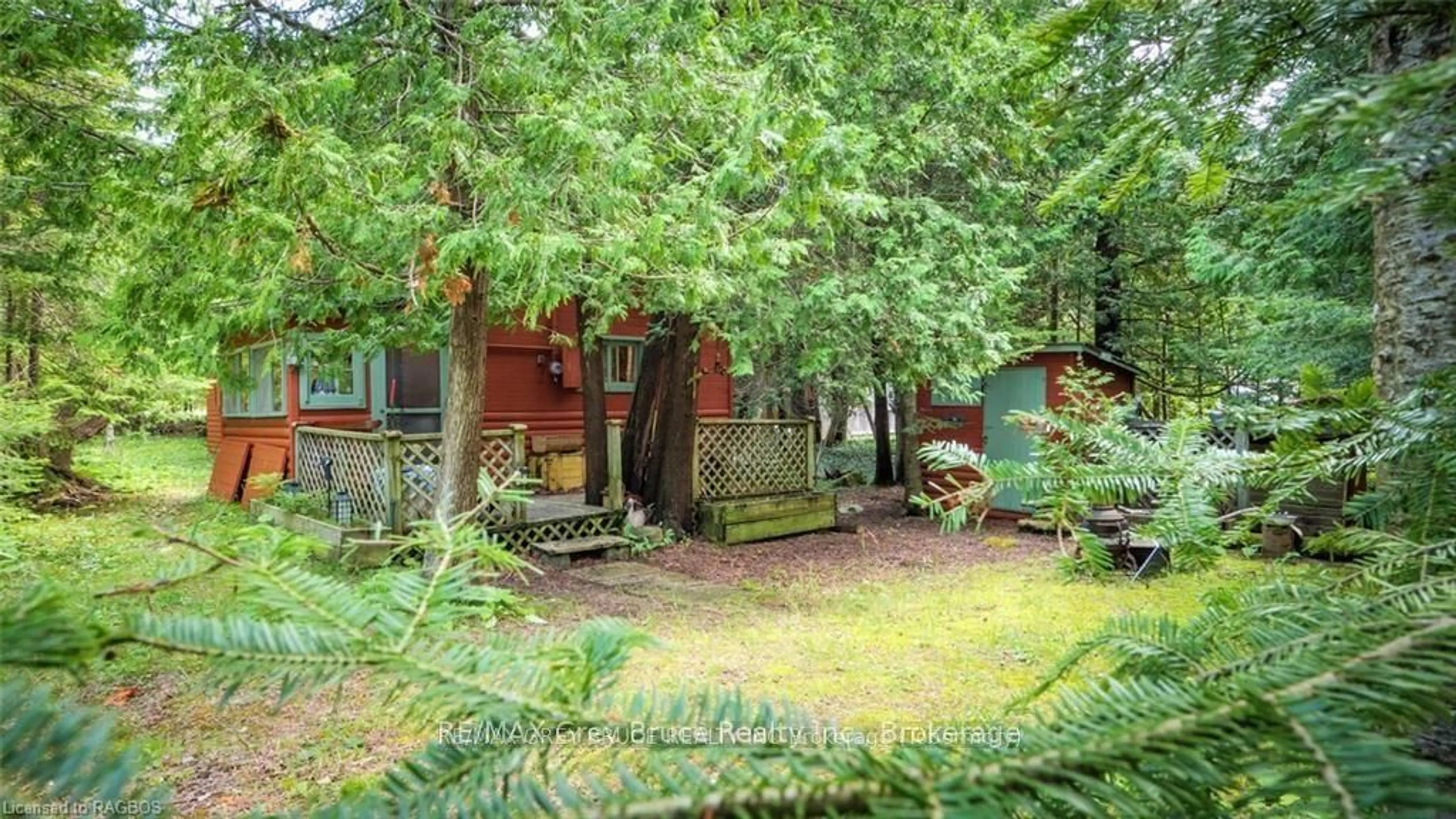 Patio, forest/trees view for 25 Pine Tree Harbour Rd, Northern Bruce Peninsula Ontario N0H 1Z0