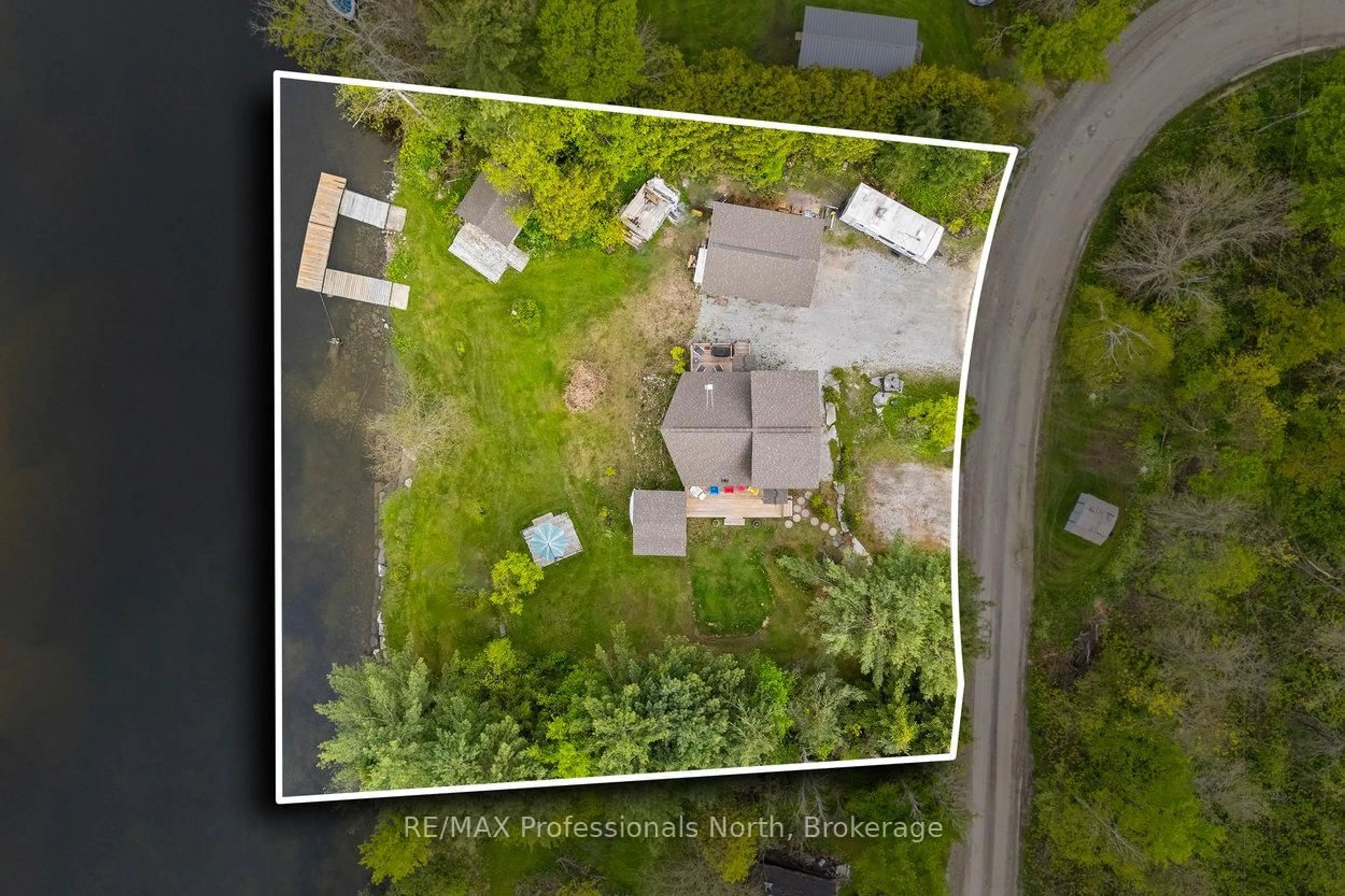 A pic from outside/outdoor area/front of a property/back of a property/a pic from drone, unknown for 1059 Tiffany Lane, Minden Hills Ontario K0M 2K0