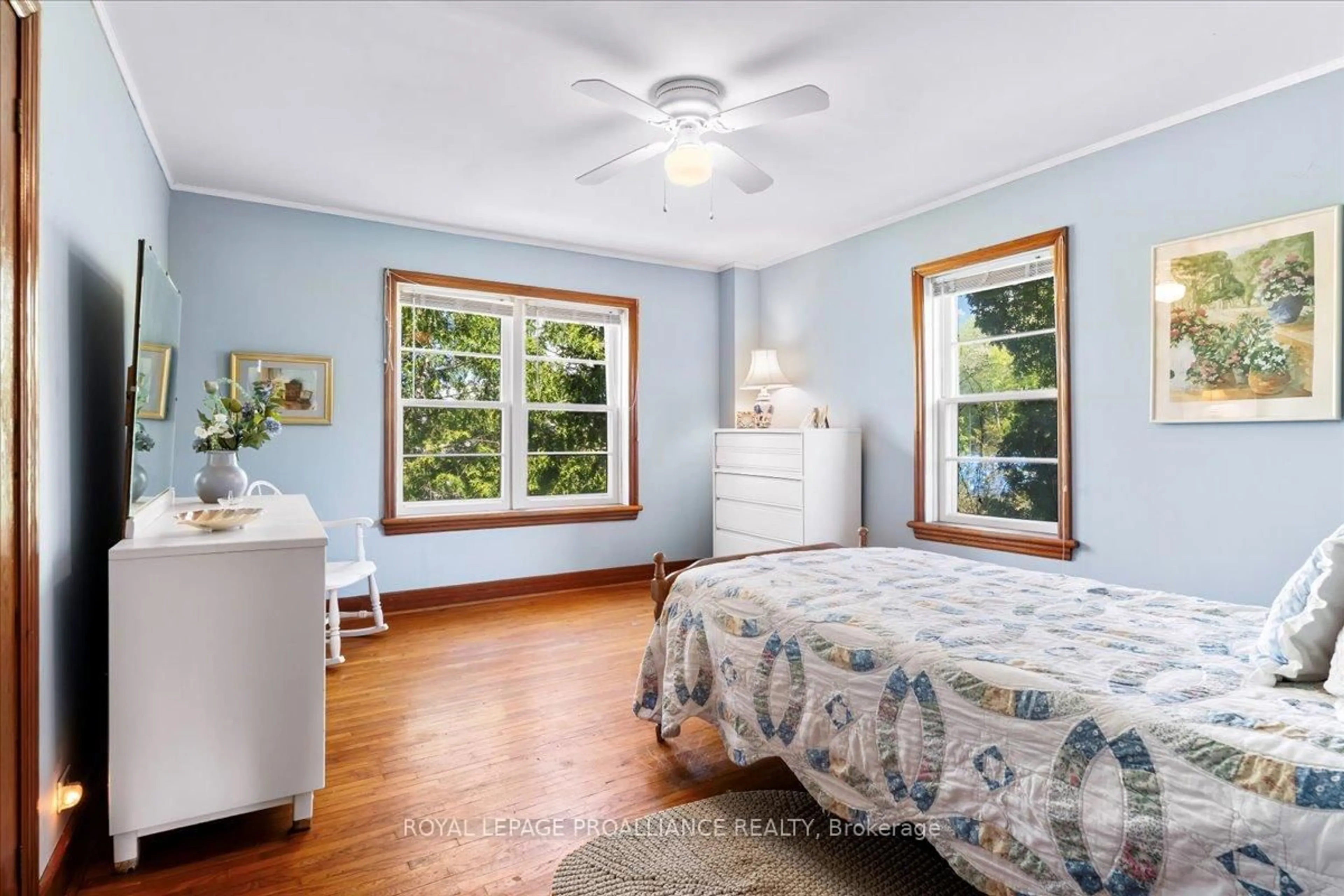 Bedroom with bed, wood/laminate floor for 583 Moira St, Tweed Ontario K0K 3J0