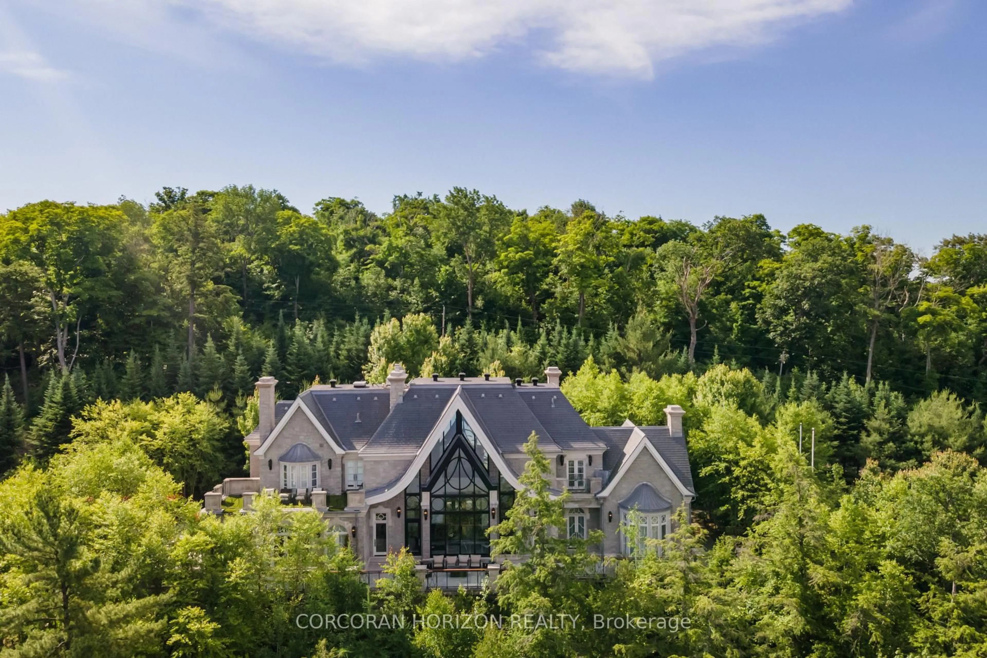 A pic from outside/outdoor area/front of a property/back of a property/a pic from drone, forest/trees view for 155 Burgess Rd, Seguin Ontario P0C 1J0