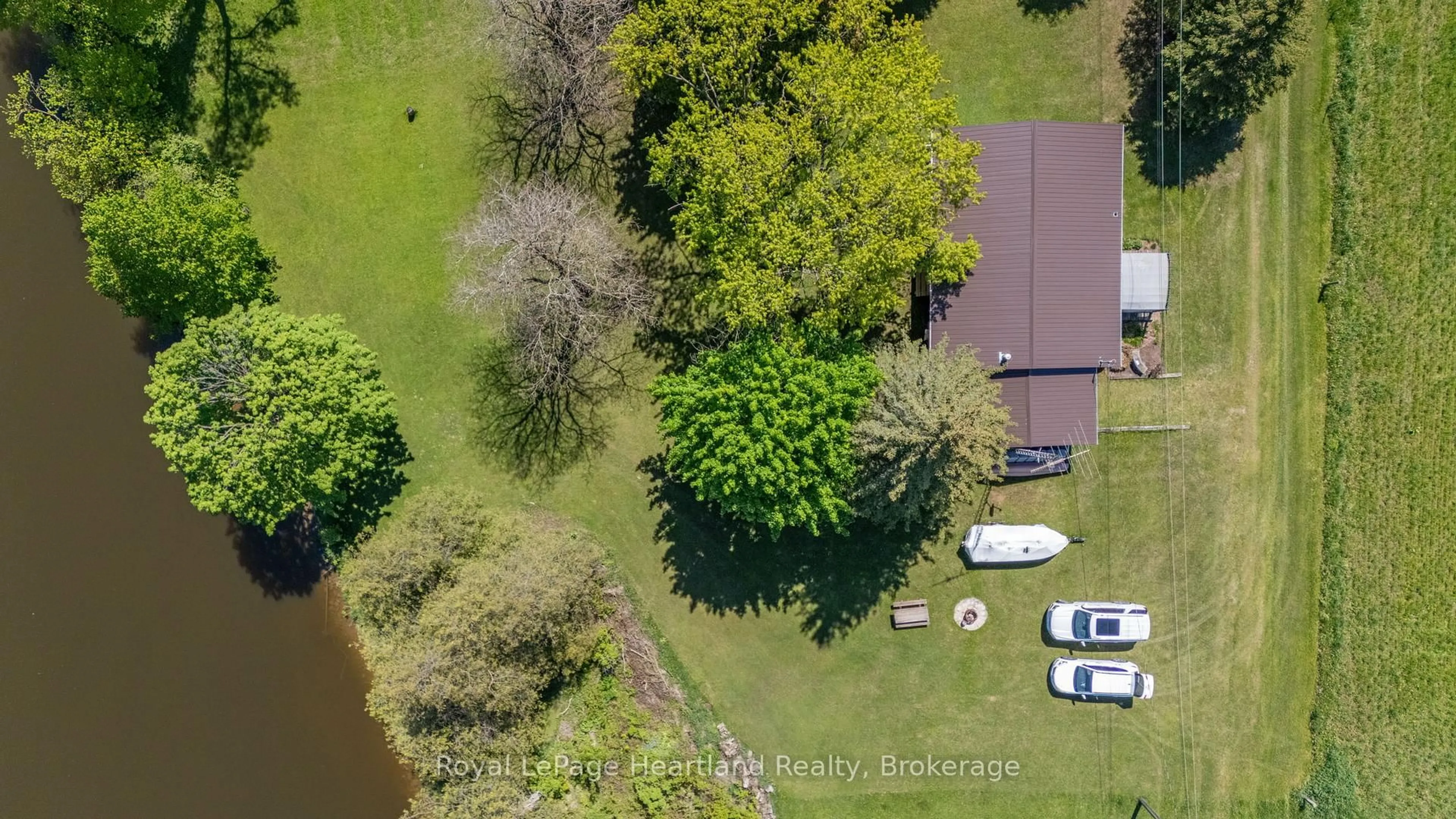 A pic from outside/outdoor area/front of a property/back of a property/a pic from drone, water/lake/river/ocean view for 48 Poechman Lane, Brockton Ontario N0G 2V0