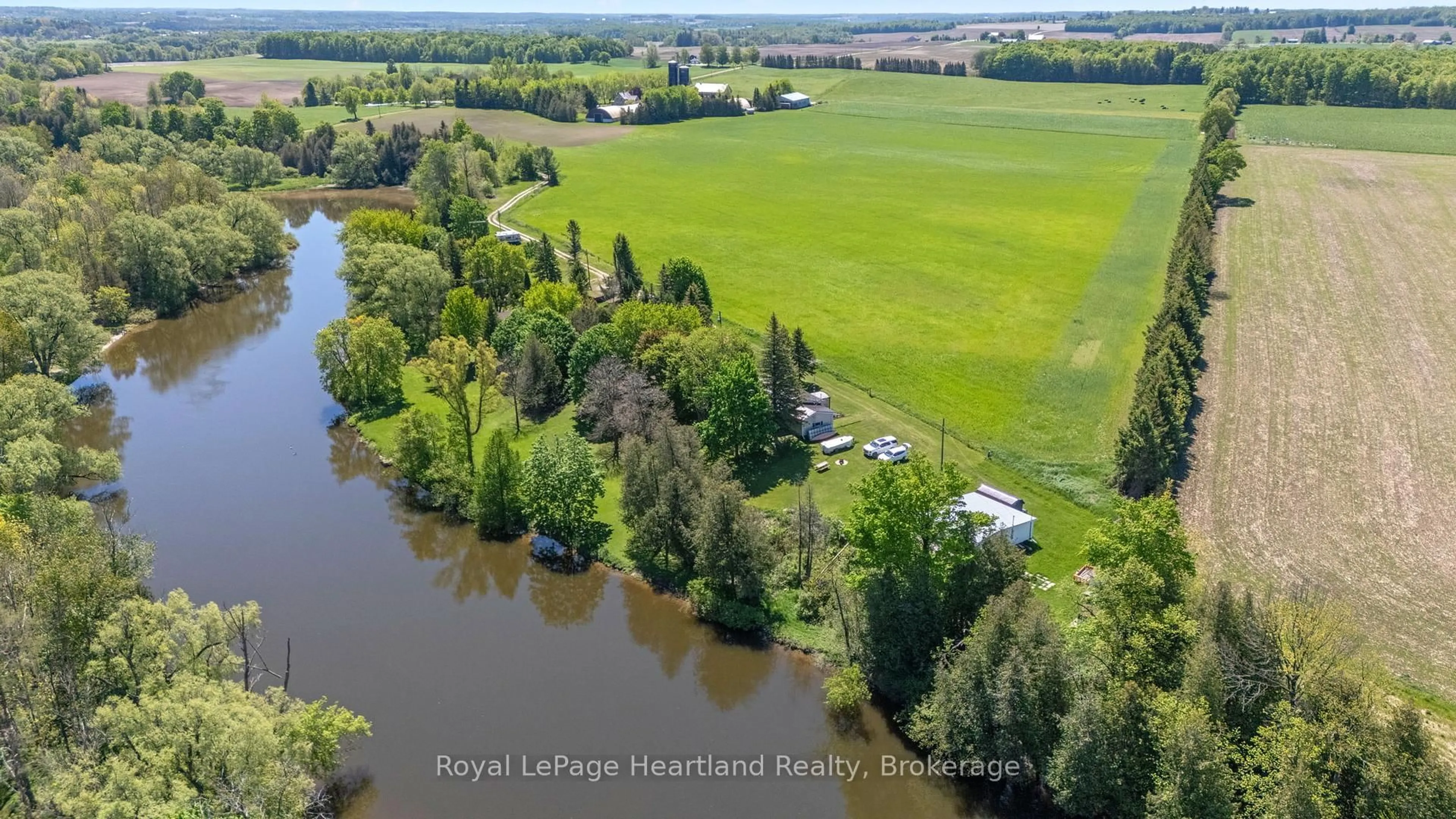 A pic from outside/outdoor area/front of a property/back of a property/a pic from drone, water/lake/river/ocean view for 48 Poechman Lane, Brockton Ontario N0G 2V0