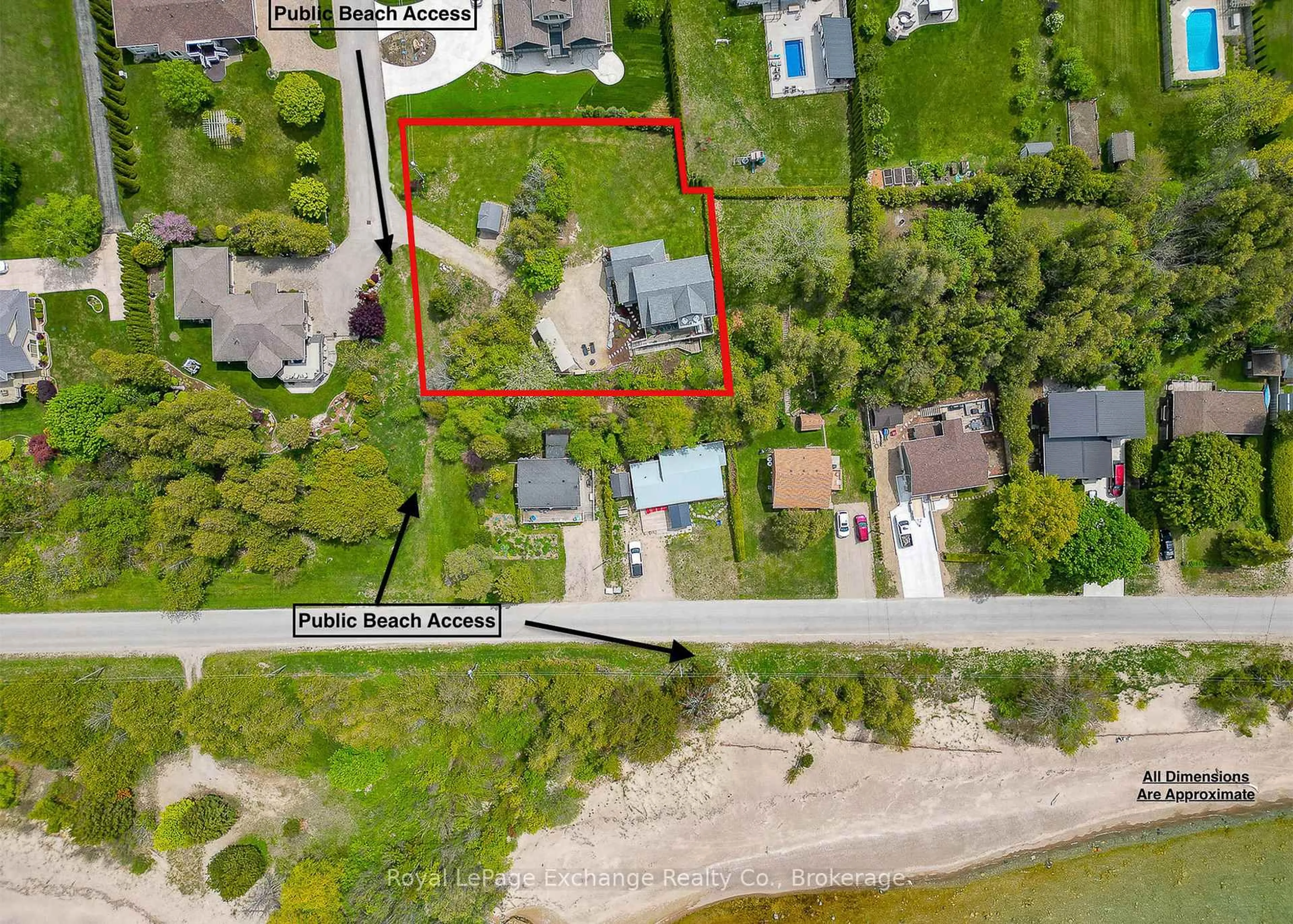 A pic from outside/outdoor area/front of a property/back of a property/a pic from drone, water/lake/river/ocean view for 909 Patt's Pl, Huron-Kinloss Ontario N2Z 2X3