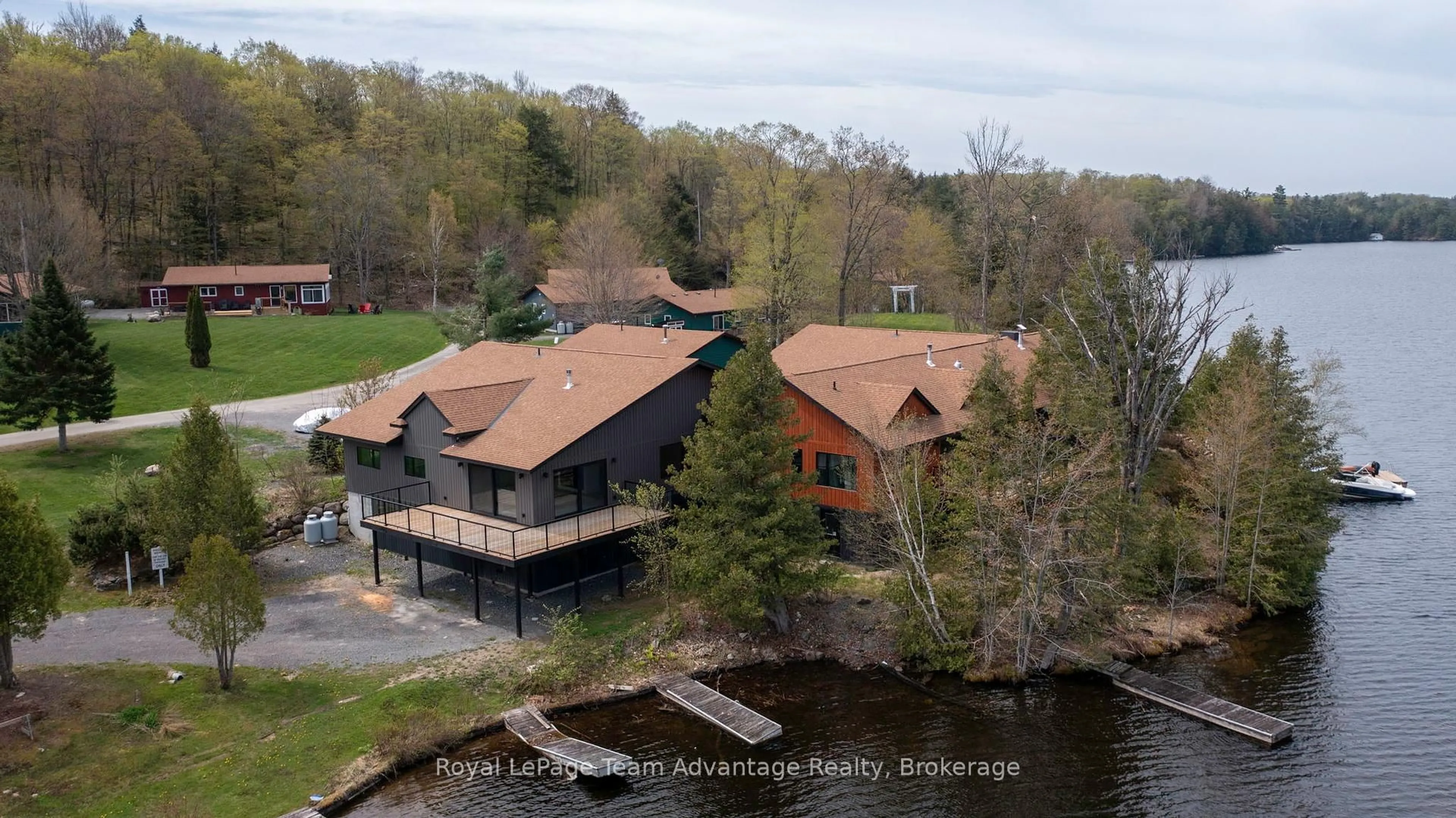 A pic from outside/outdoor area/front of a property/back of a property/a pic from drone, water/lake/river/ocean view for 1 CRANE WALKER Rd #19, The Archipelago Ontario P2A 0B7