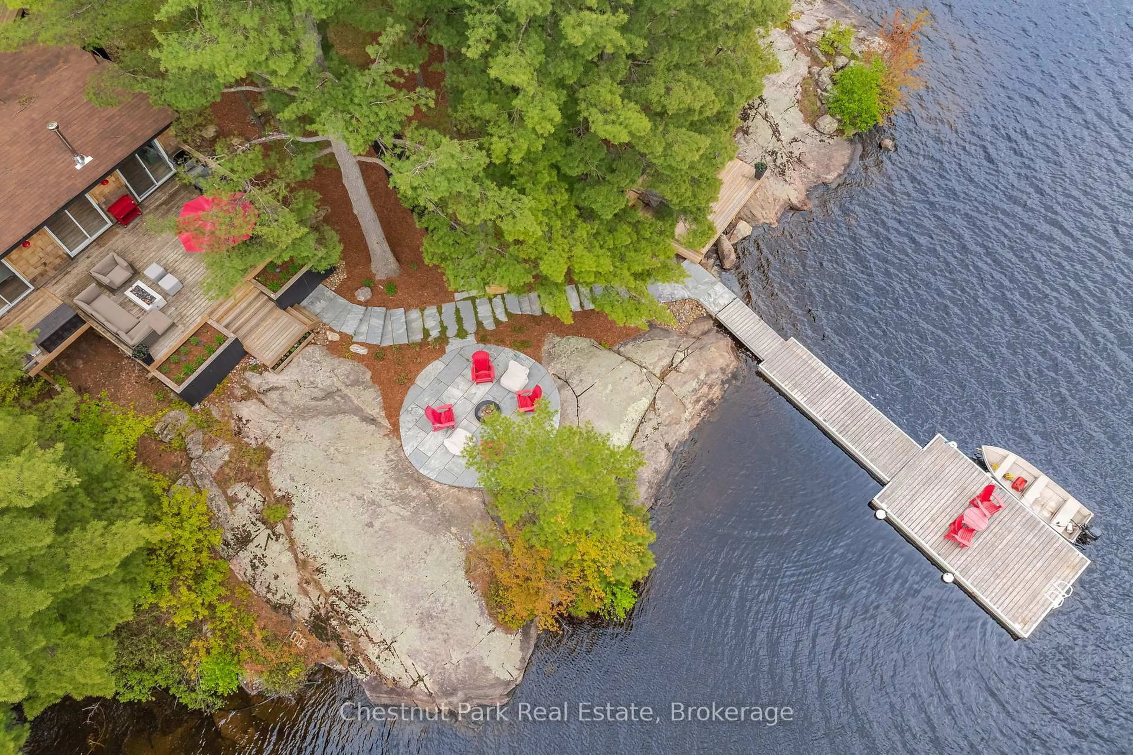 A pic from outside/outdoor area/front of a property/back of a property/a pic from drone, water/lake/river/ocean view for 1293 Windermere Rd #72, Muskoka Lakes Ontario P0B 1M0