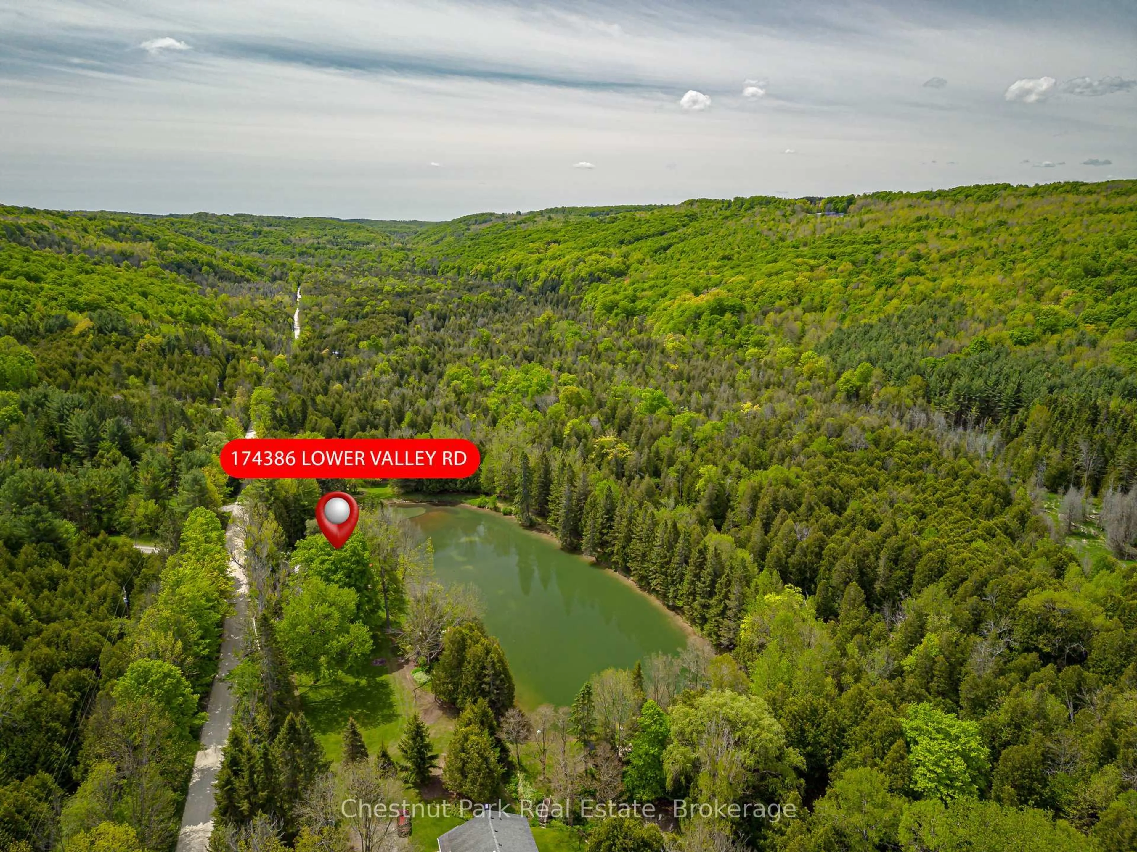 A pic from outside/outdoor area/front of a property/back of a property/a pic from drone, forest/trees view for 174386 Lower Valley Rd, Grey Highlands Ontario N0C 1H0