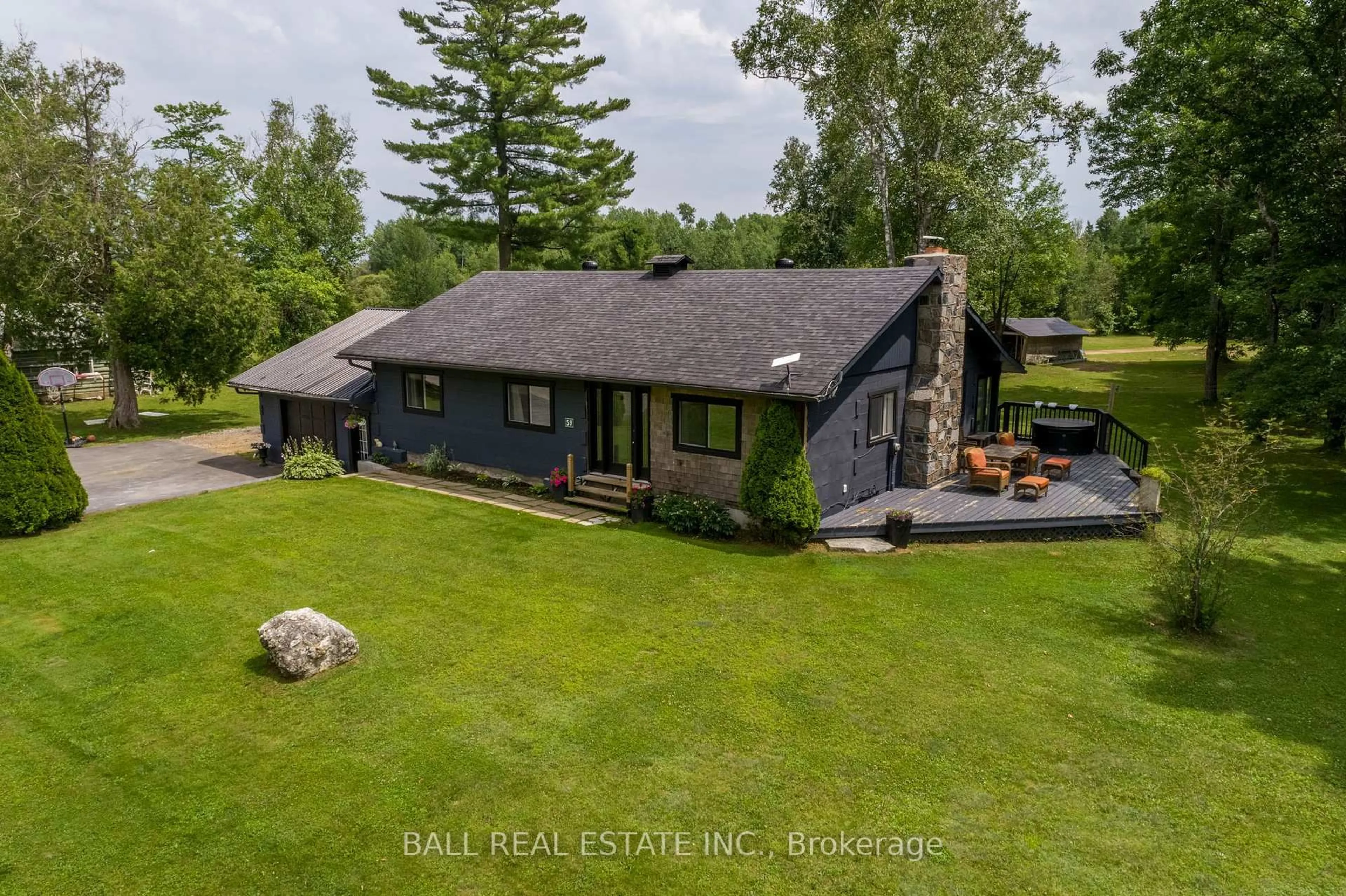 A pic from outside/outdoor area/front of a property/back of a property/a pic from drone, water/lake/river/ocean view for 59 Trotters Rd, North Kawartha Ontario K0L 1A0