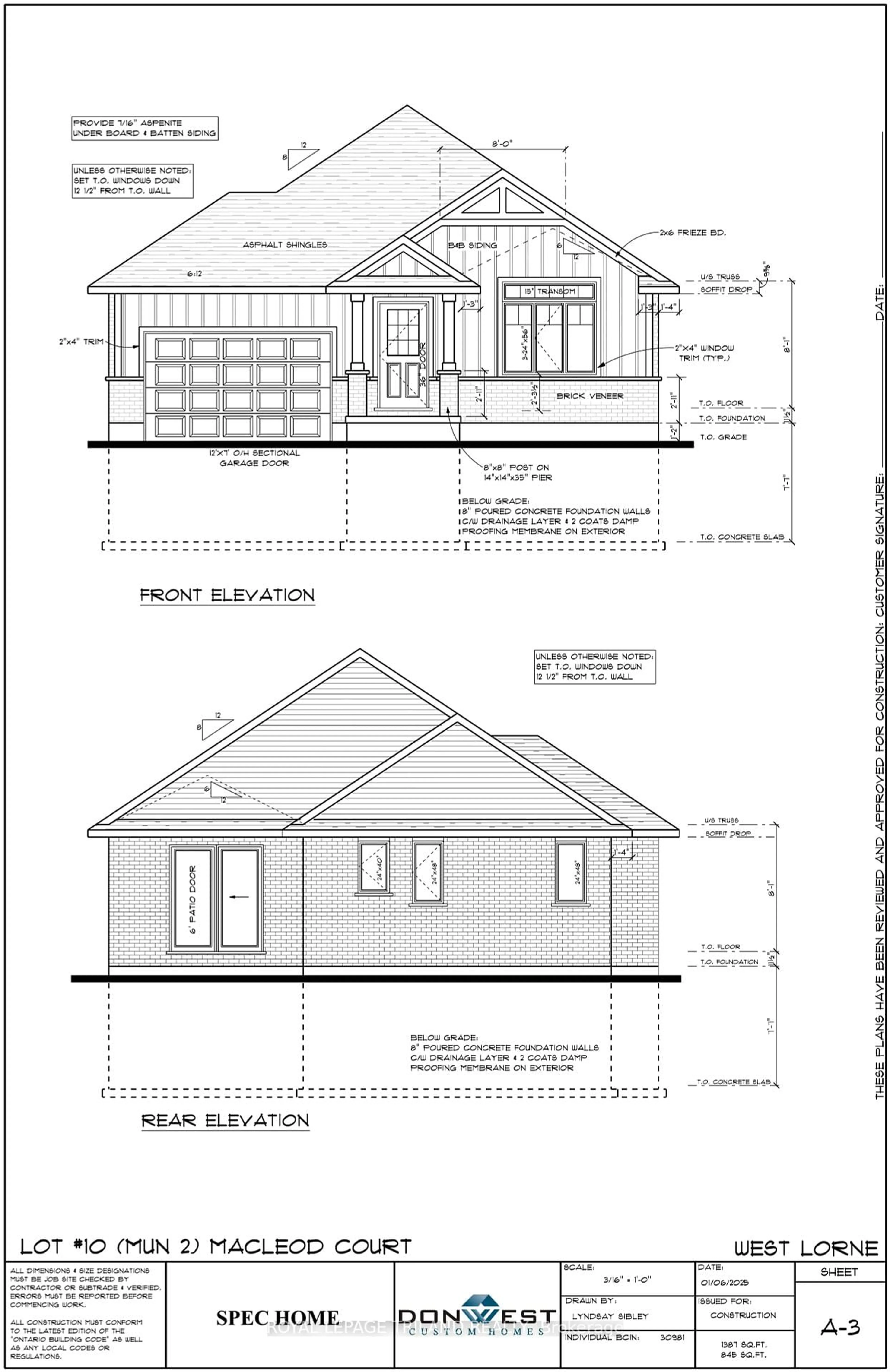 Floor plan for LOT 10 MACLEOD Crt, West Elgin Ontario N0L 2P0