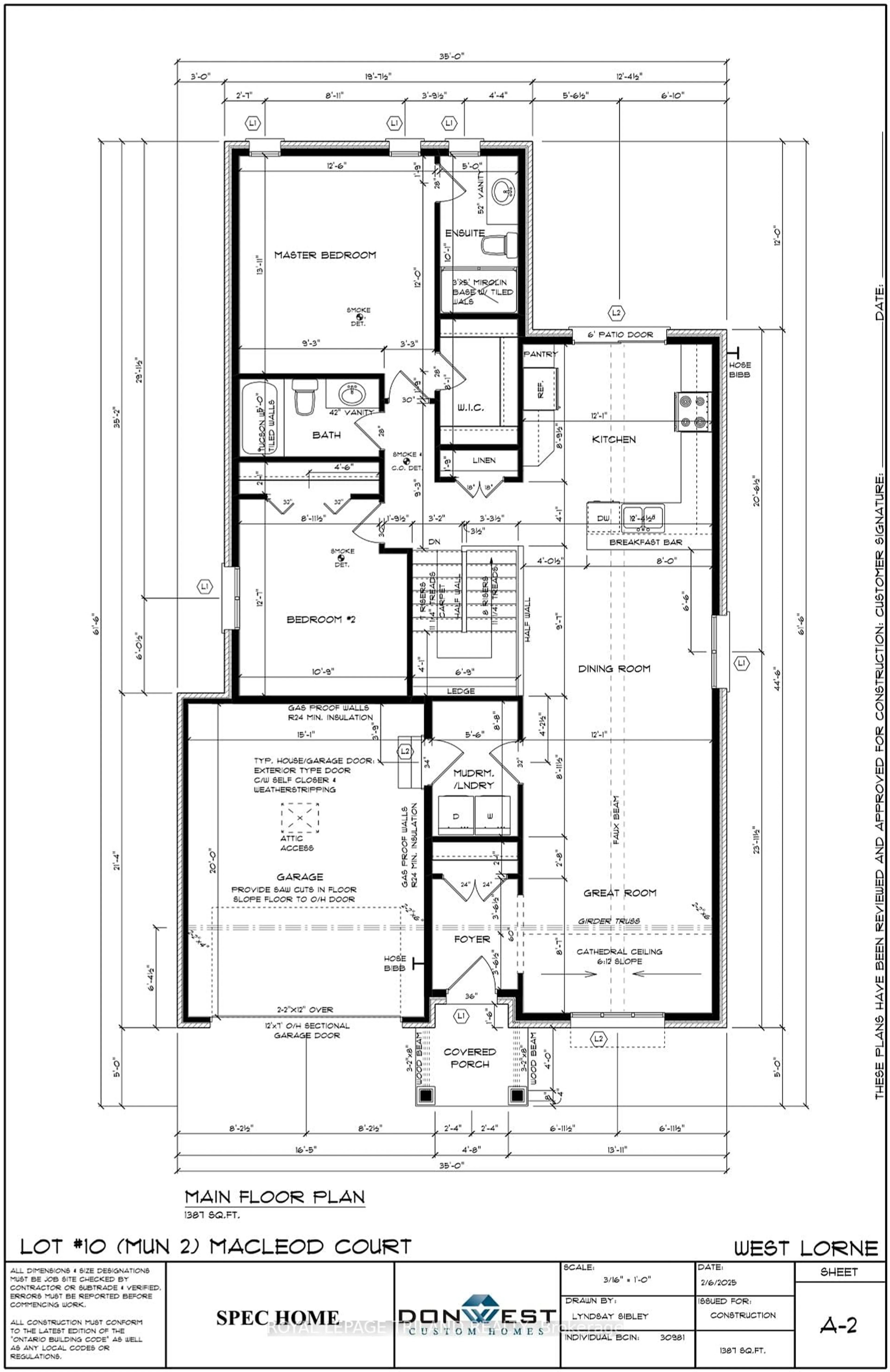 Floor plan for LOT 10 MACLEOD Crt, West Elgin Ontario N0L 2P0