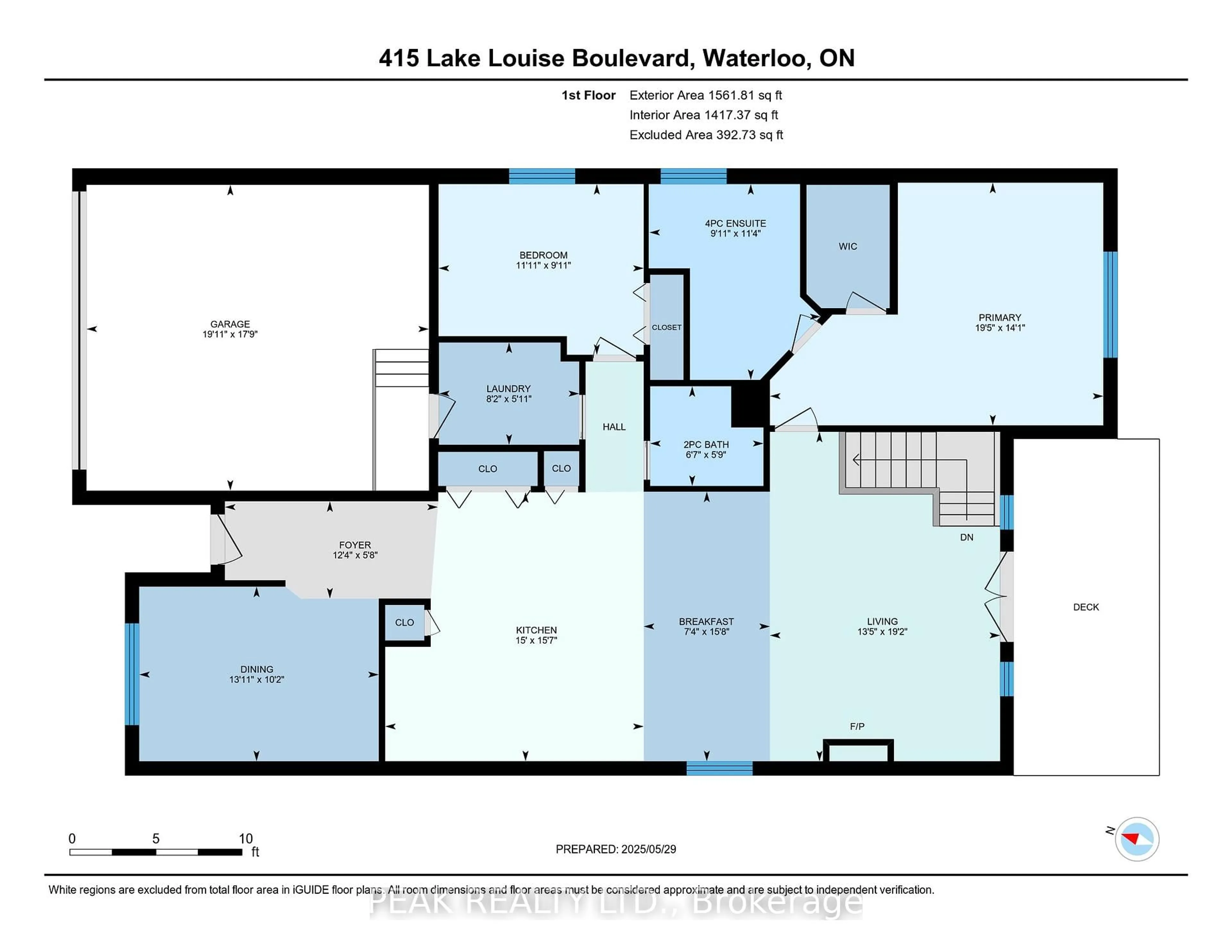 Floor plan for 415 Lake Louise Blvd, Waterloo Ontario N2V 2K4