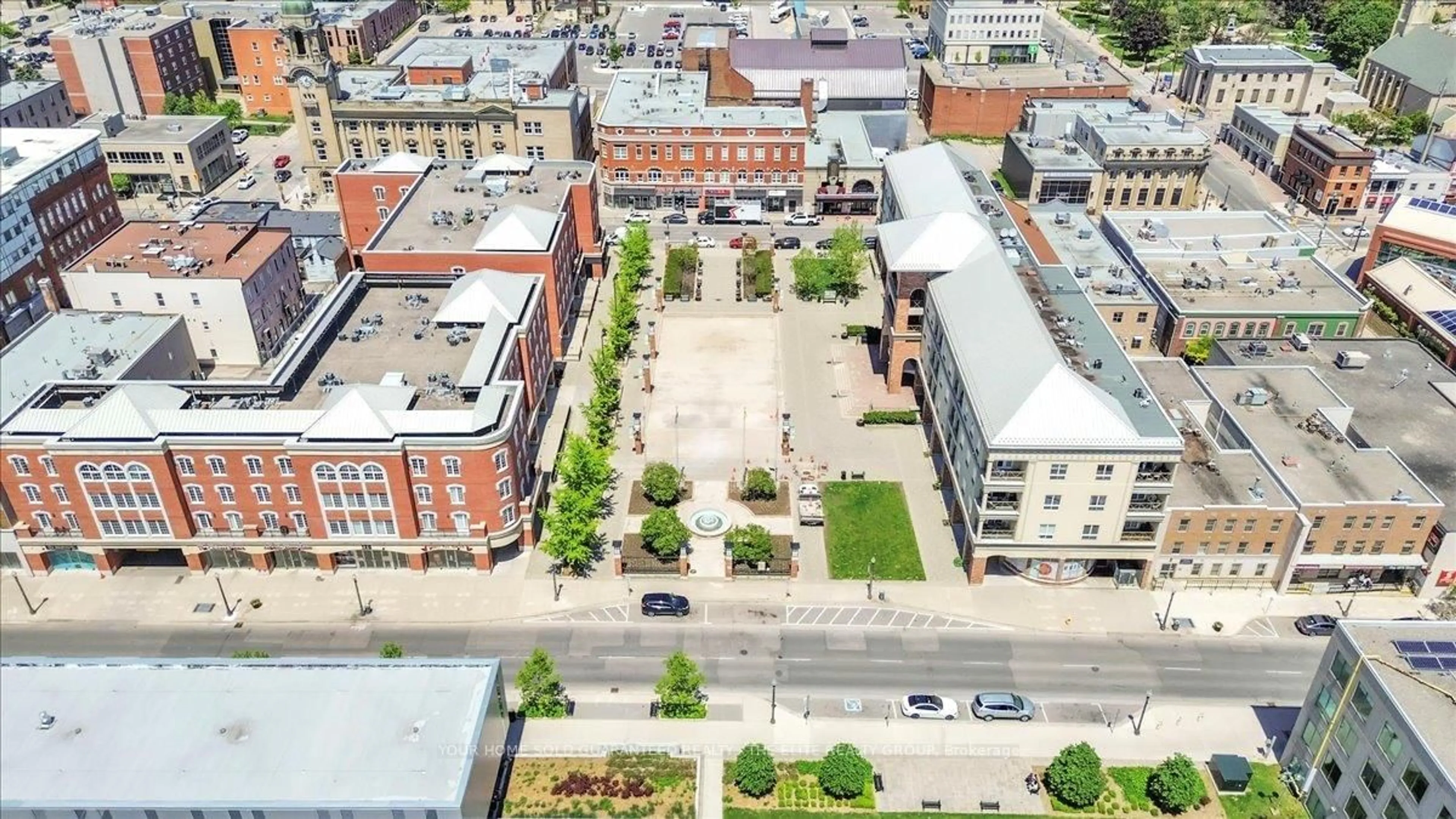 A pic from outside/outdoor area/front of a property/back of a property/a pic from drone, city buildings view from balcony for 150 Colborne St #302, Brantford Ontario N3T 2G6