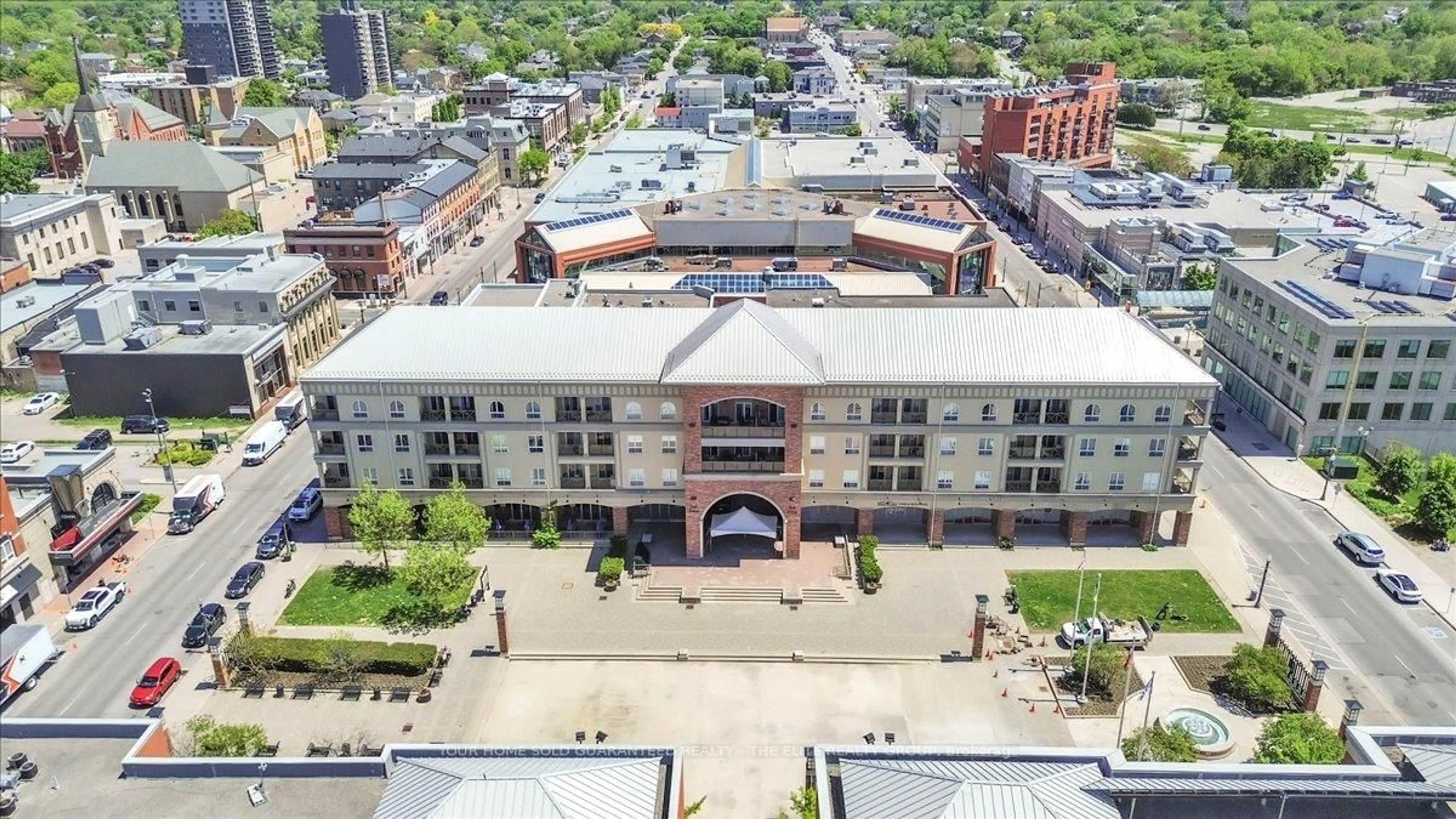 A pic from outside/outdoor area/front of a property/back of a property/a pic from drone, city buildings view from balcony for 150 Colborne St #302, Brantford Ontario N3T 2G6