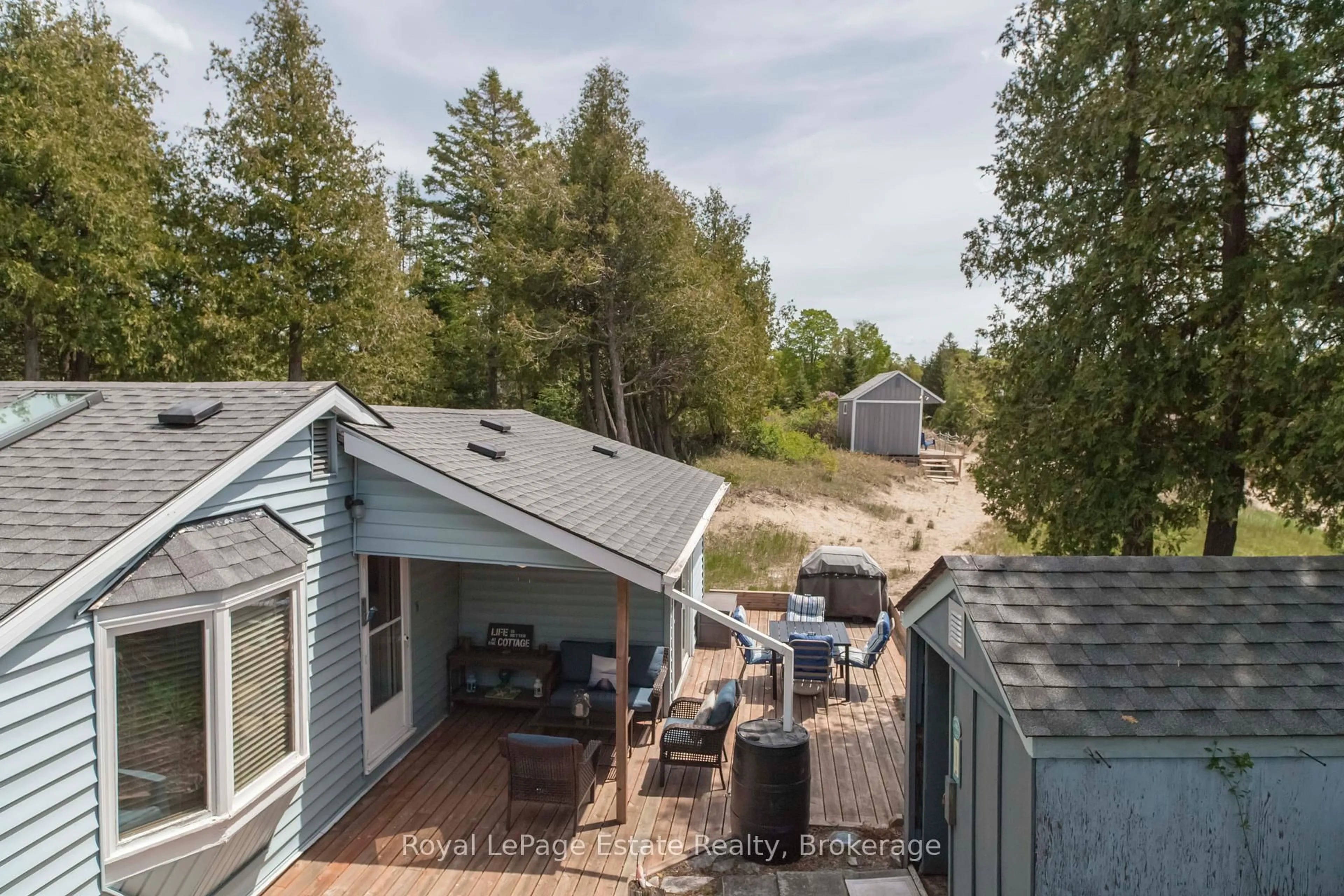 A pic from outside/outdoor area/front of a property/back of a property/a pic from drone, forest/trees view for 37 SOG JE WA SA Dr, Native Leased Lands Ontario N0H 2G0