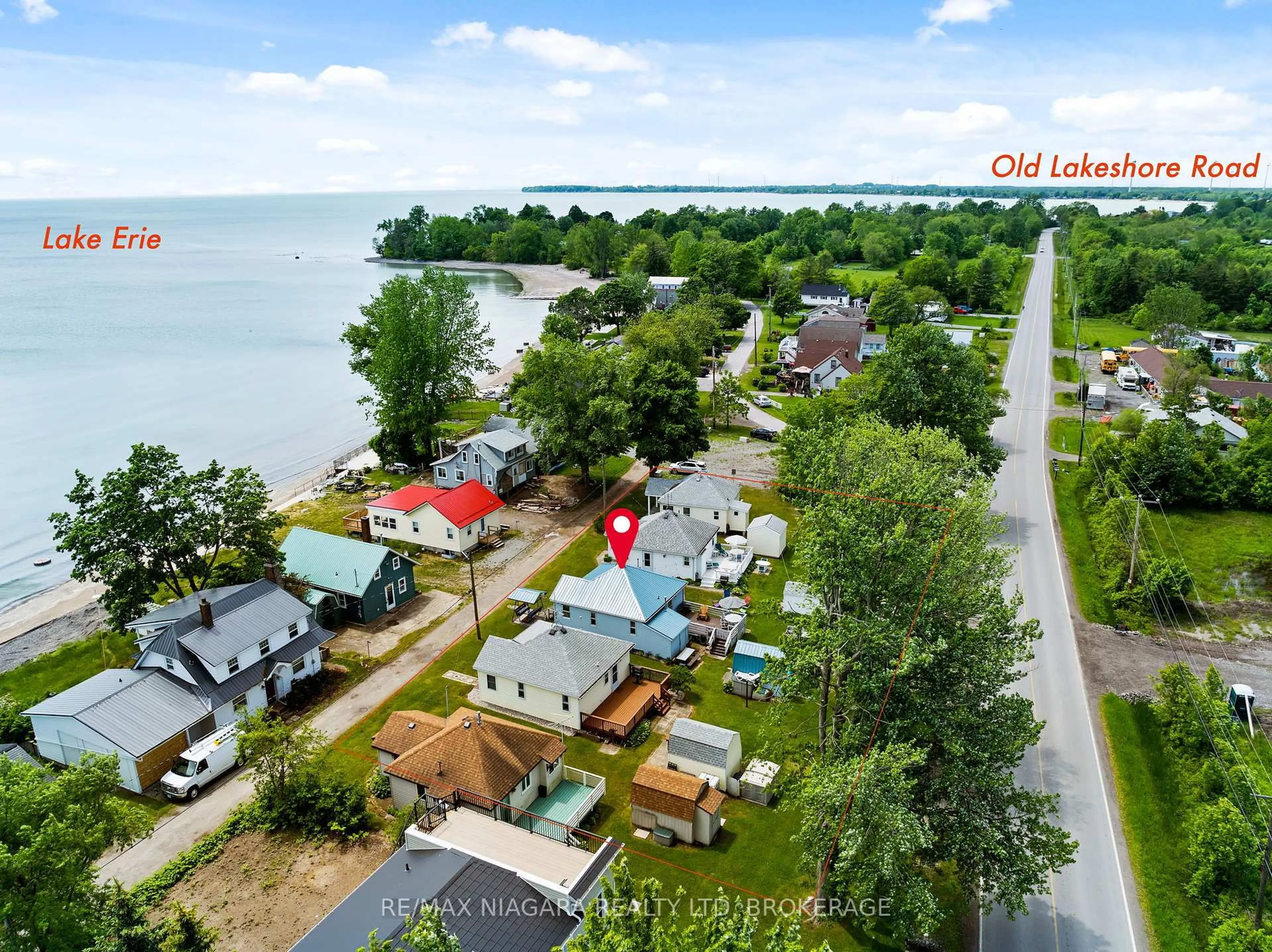 A pic from outside/outdoor area/front of a property/back of a property/a pic from drone, water/lake/river/ocean view for 12807-12815 LAKESHORE Rd, Wainfleet Ontario L0S 1V0