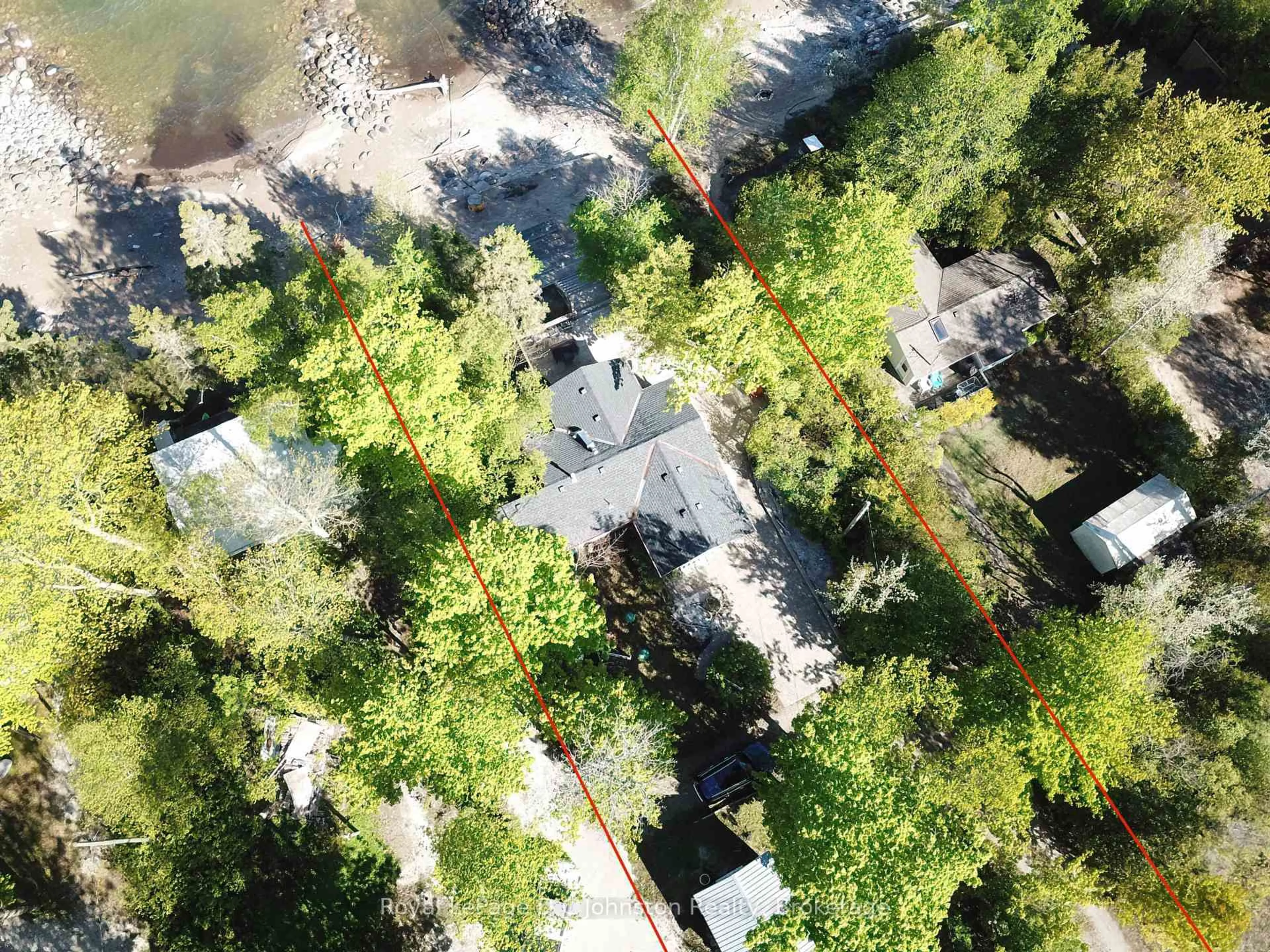 A pic from outside/outdoor area/front of a property/back of a property/a pic from drone, forest/trees view for 235 Bruce Rd. 13 Rd, Native Leased Lands Ontario N0H 2L0