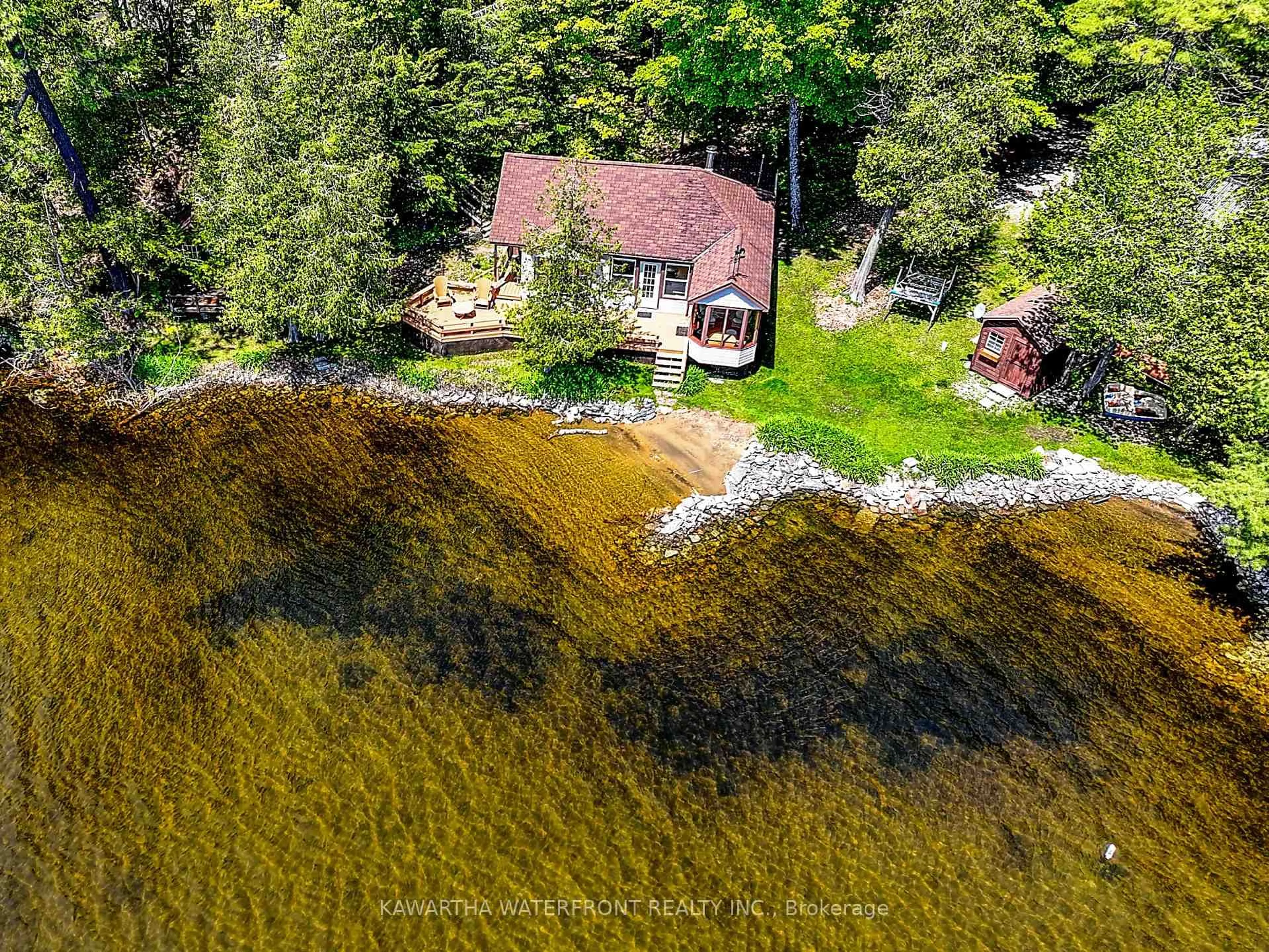 A pic from outside/outdoor area/front of a property/back of a property/a pic from drone, water/lake/river/ocean view for 103 Shadow Lake 2 Rd, Kawartha Lakes Ontario K0M 2L0