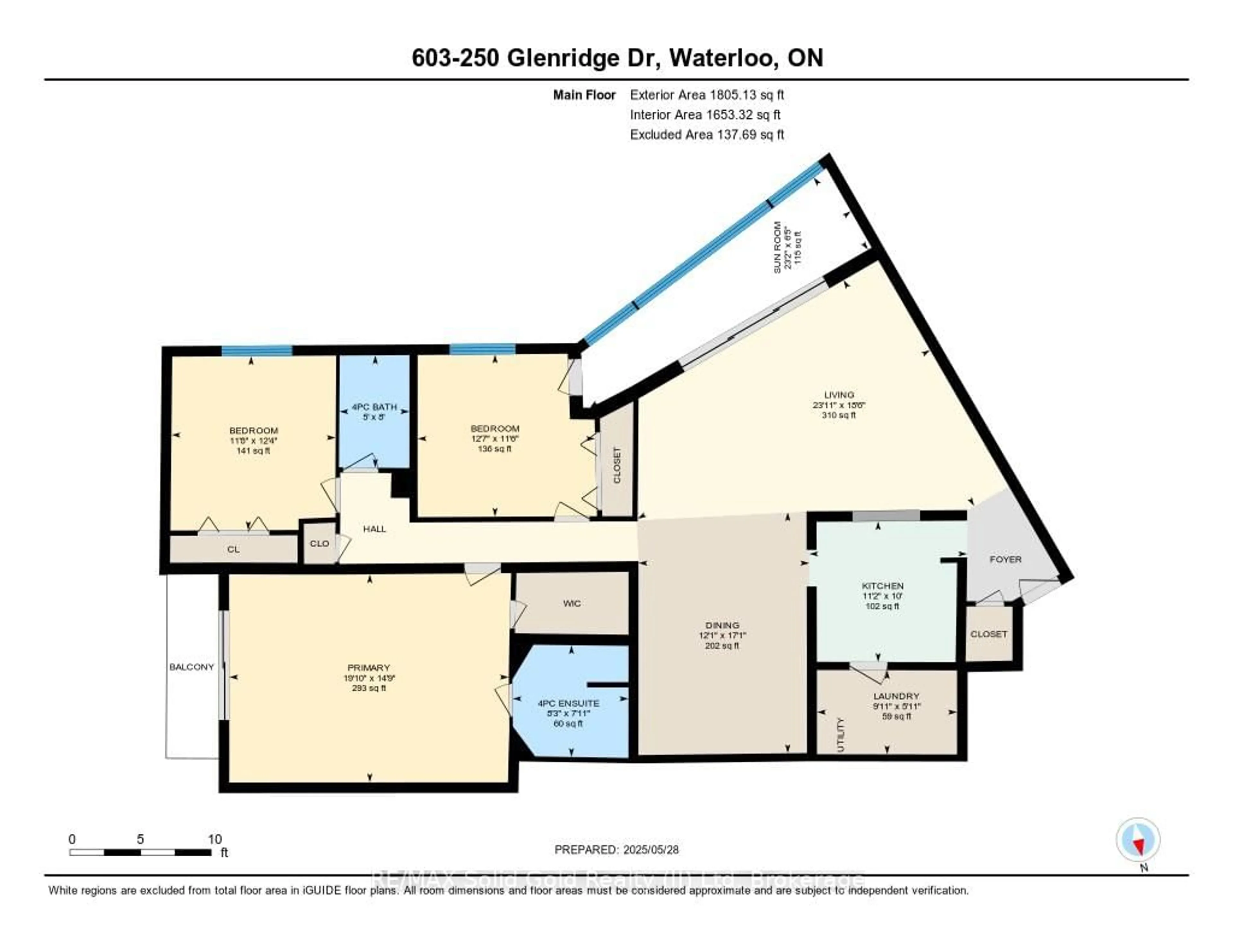 Floor plan for 250 Glenridge Dr #603, Waterloo Ontario N2J 4H8