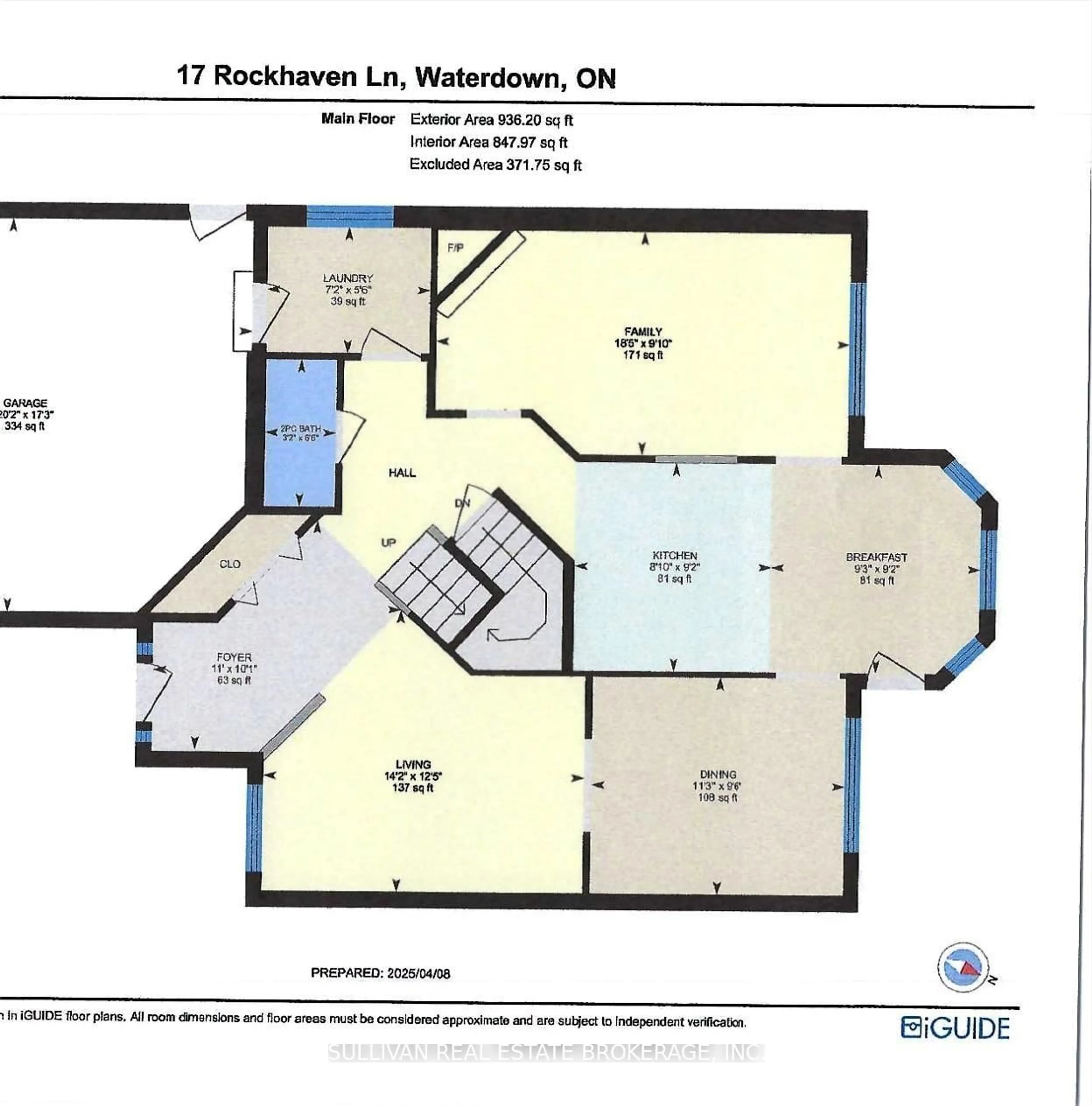 Floor plan for 17 Rockhaven Lane, Hamilton Ontario L8B 0H7