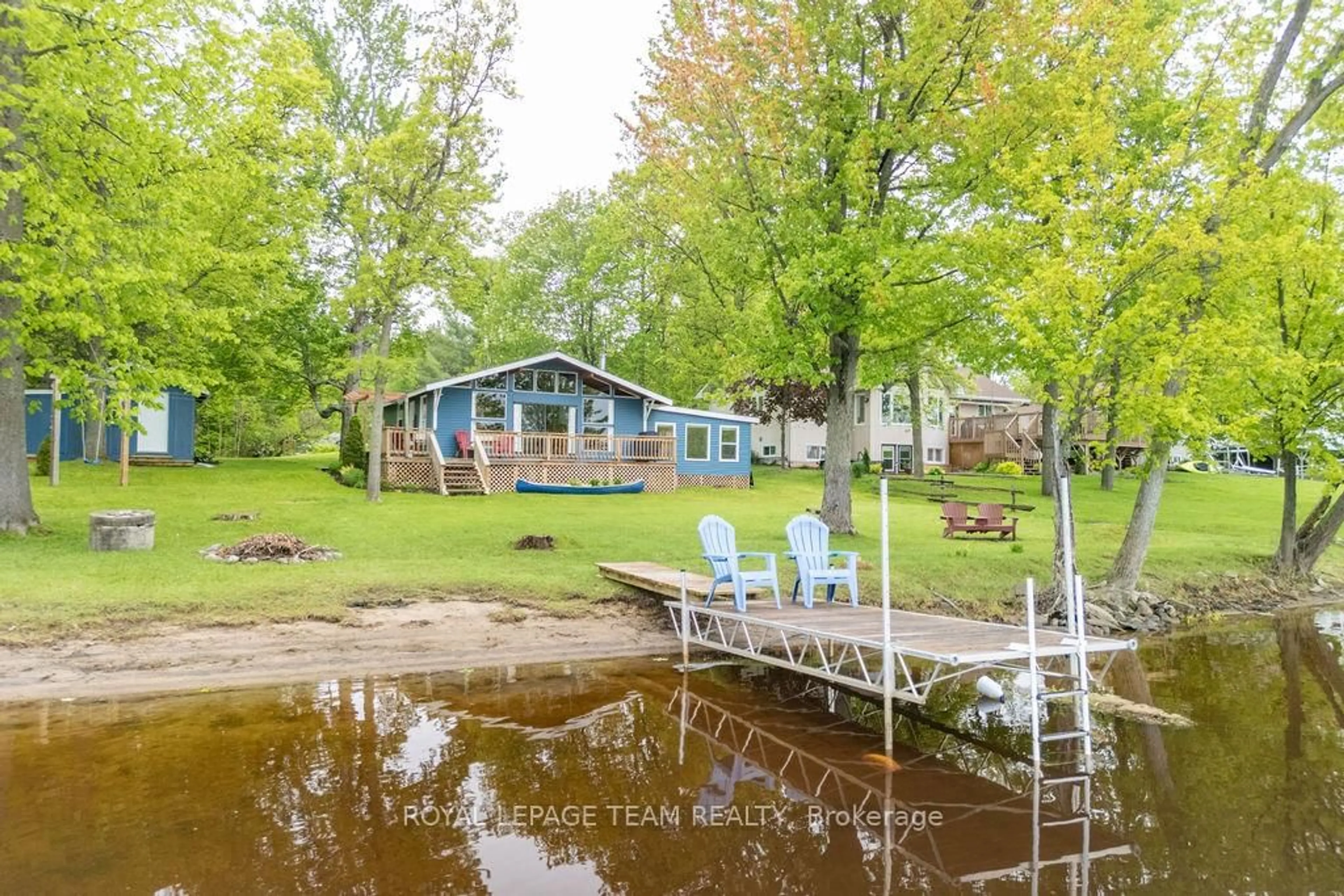 A pic from outside/outdoor area/front of a property/back of a property/a pic from drone, water/lake/river/ocean view for 52 Big Island Tr, Foresters Falls Ontario K0J 1V0