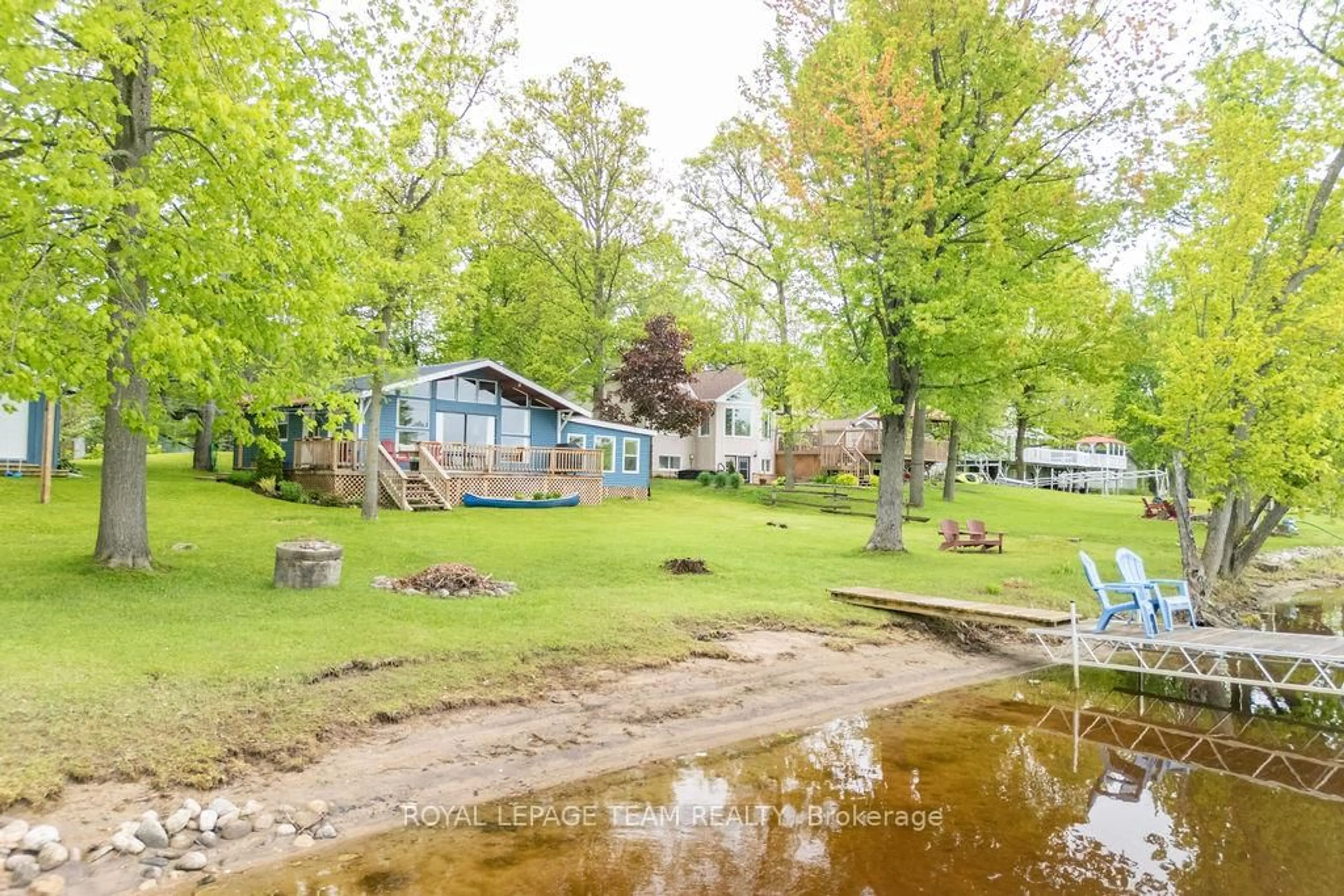 A pic from outside/outdoor area/front of a property/back of a property/a pic from drone, water/lake/river/ocean view for 52 Big Island Tr, Foresters Falls Ontario K0J 1V0