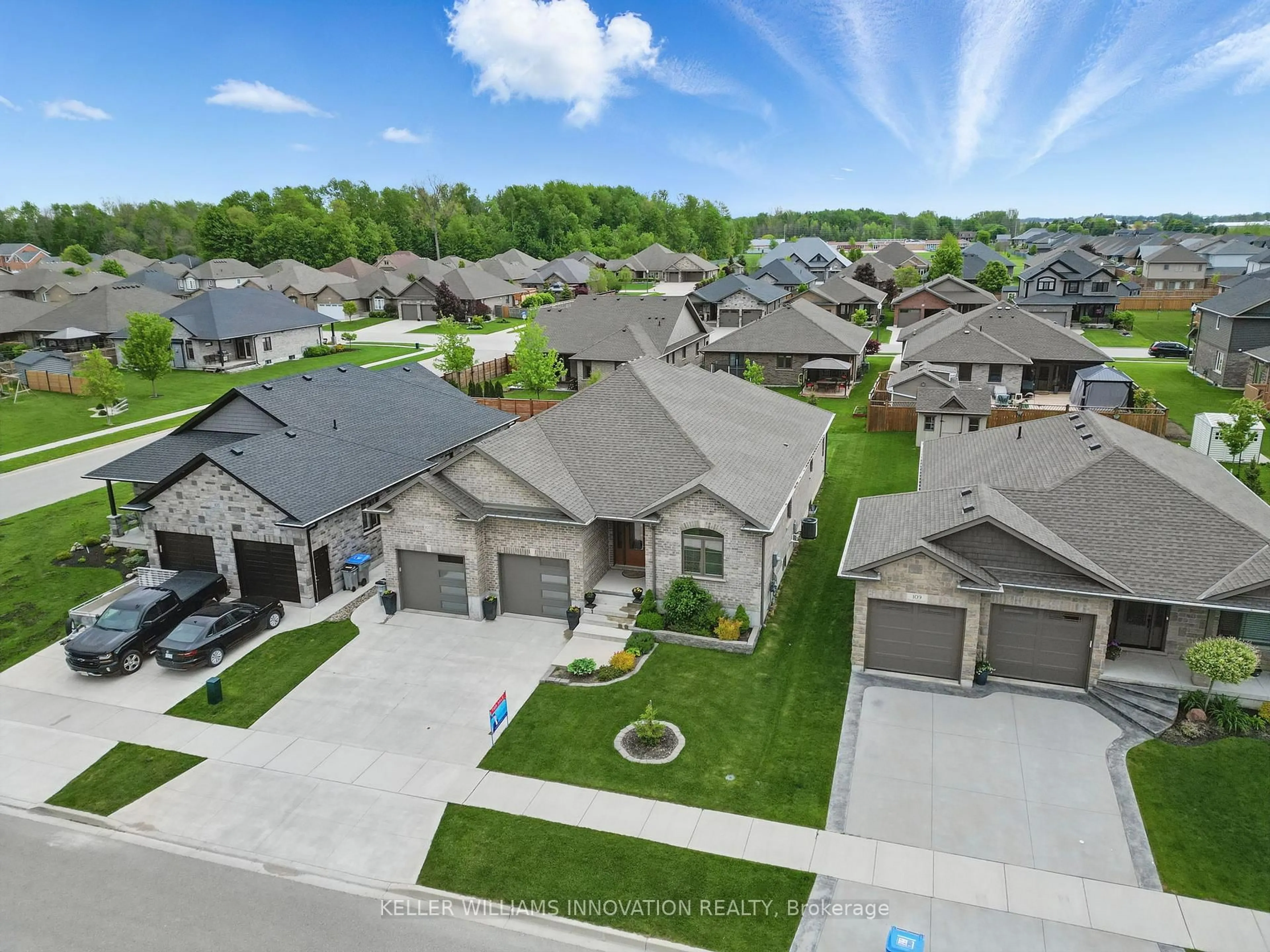 A pic from outside/outdoor area/front of a property/back of a property/a pic from drone, unknown for 107 Forbes Cres, North Perth Ontario N4W 0B4
