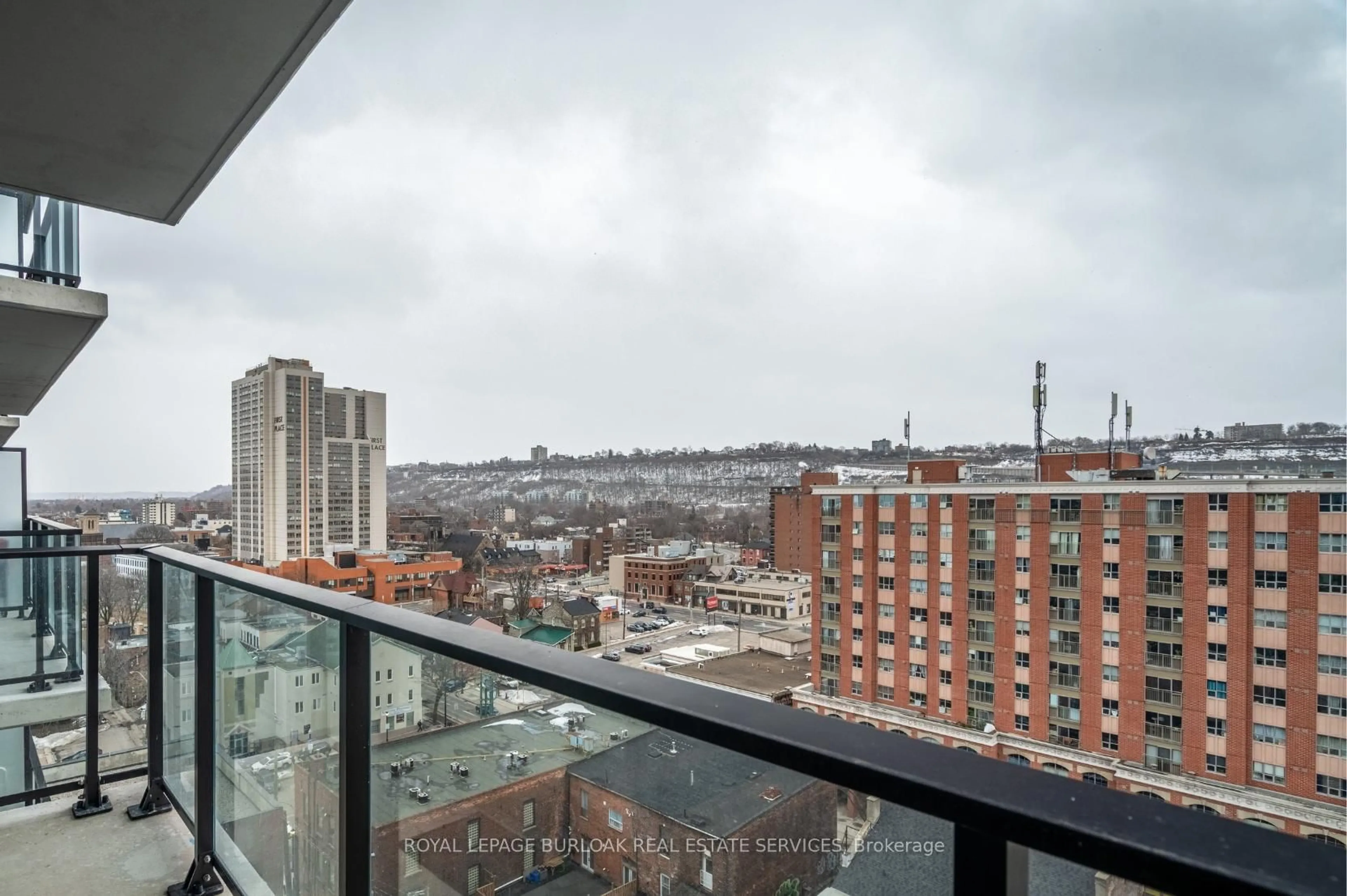 Balcony in the apartment, city buildings view from balcony for 1 Jarvis St #1206, Hamilton Ontario L8R 3J2