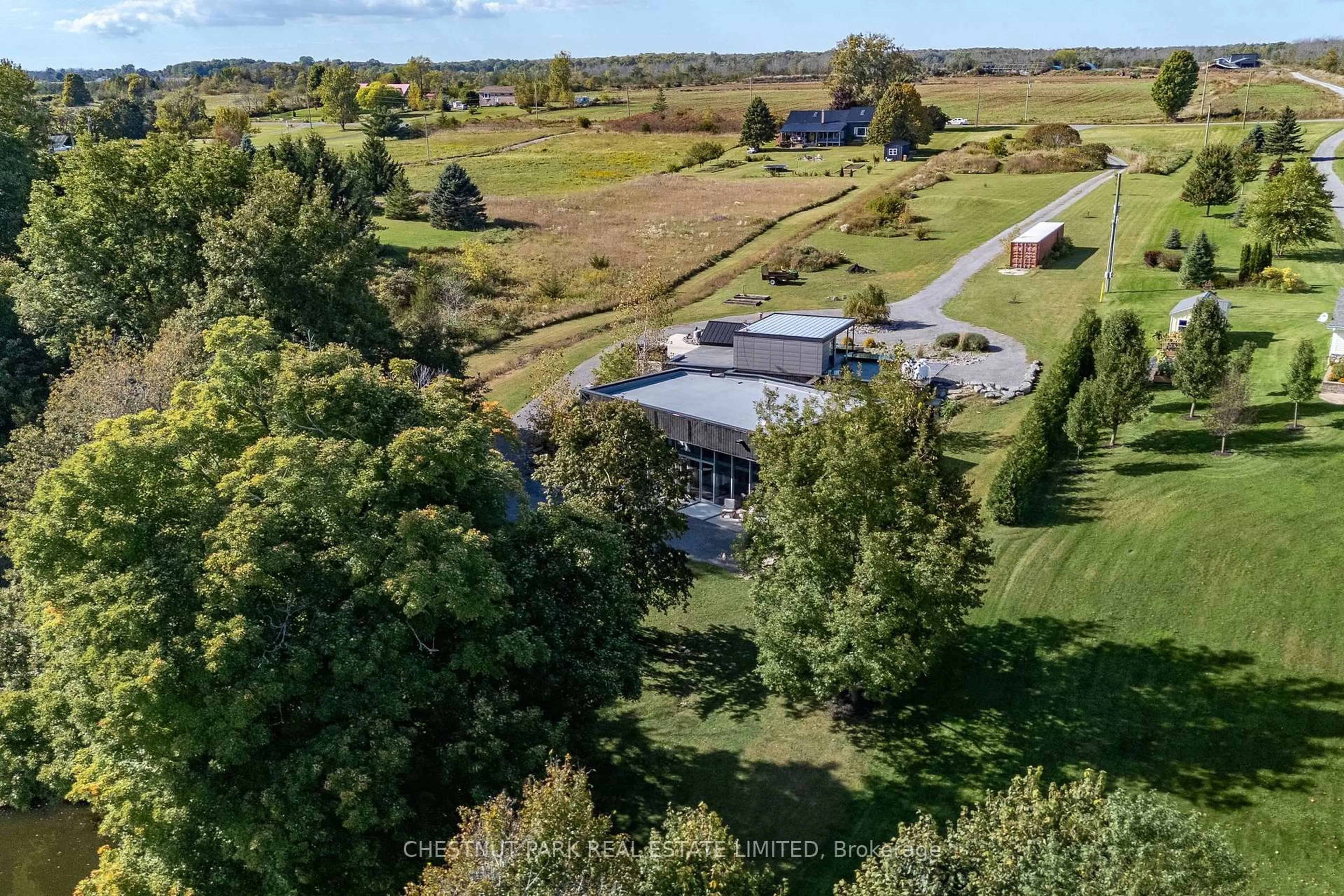 A pic from outside/outdoor area/front of a property/back of a property/a pic from drone, water/lake/river/ocean view for 158 Scotts Mill Rd, Prince Edward County Ontario K0K 2P0