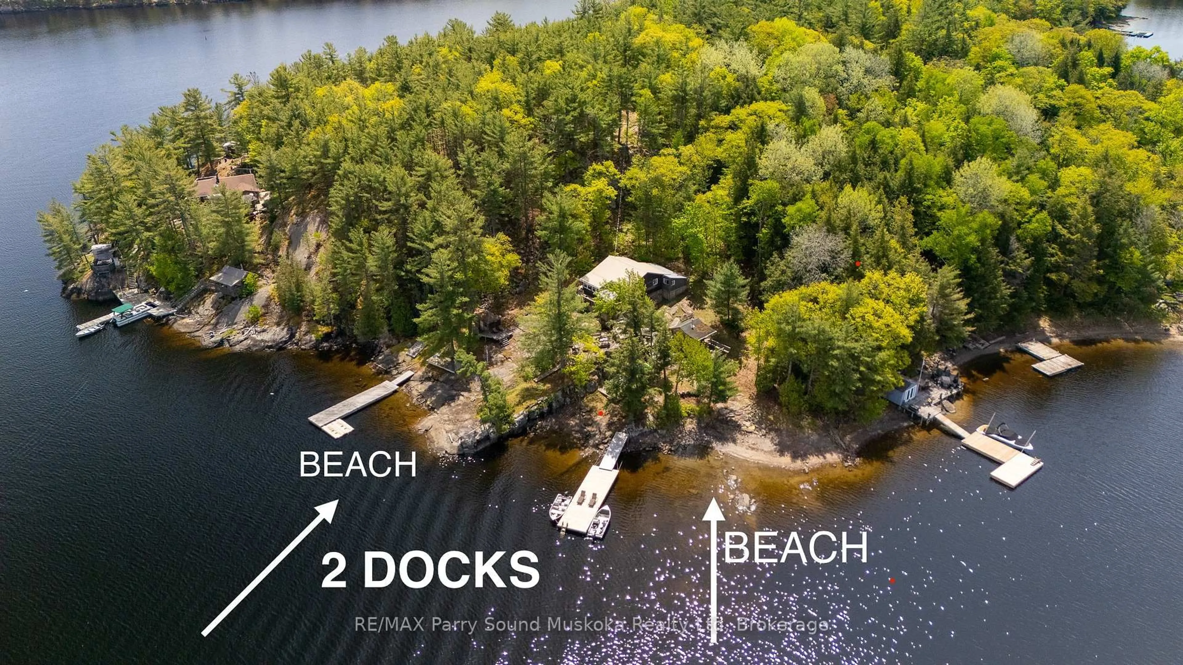 A pic from outside/outdoor area/front of a property/back of a property/a pic from drone, water/lake/river/ocean view for 7 Isabella Island, The Archipelago Ontario P2A 2W8