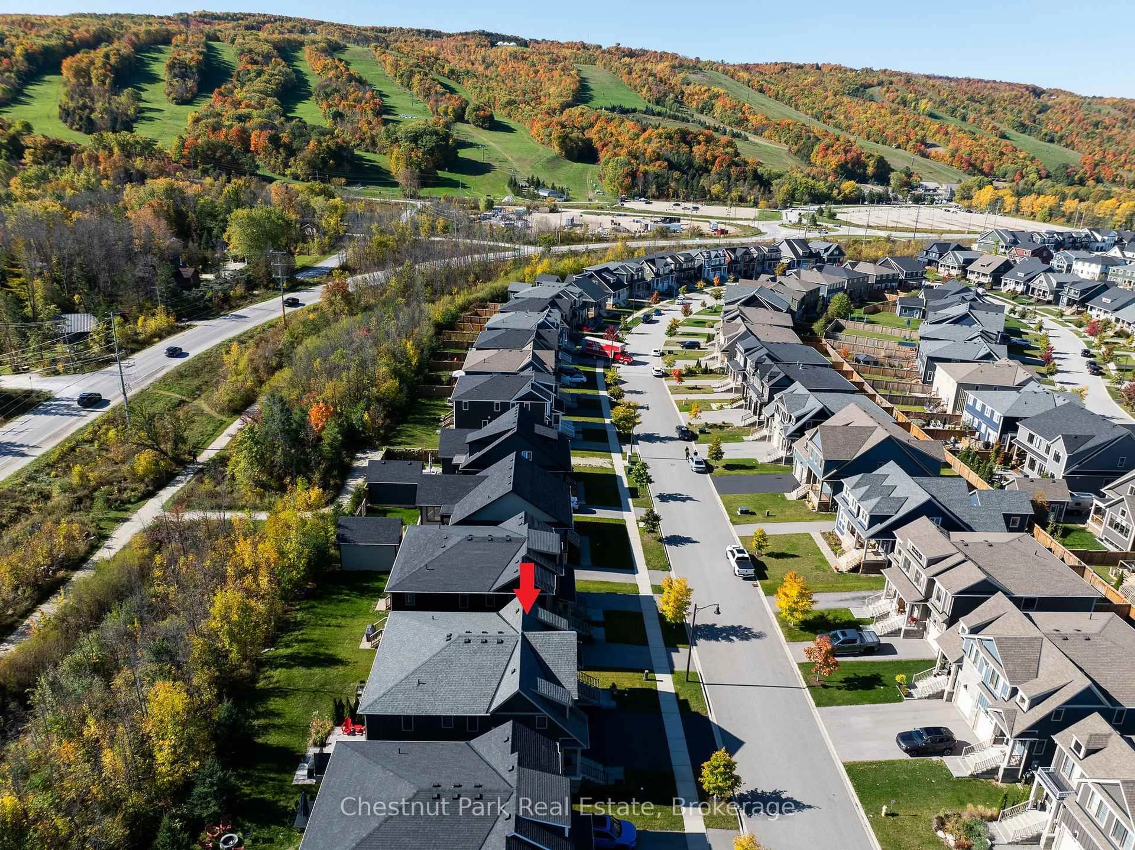 A pic from outside/outdoor area/front of a property/back of a property/a pic from drone, mountain view for 170 Yellow Birch Cres, Blue Mountains Ontario L9Y 0Z3