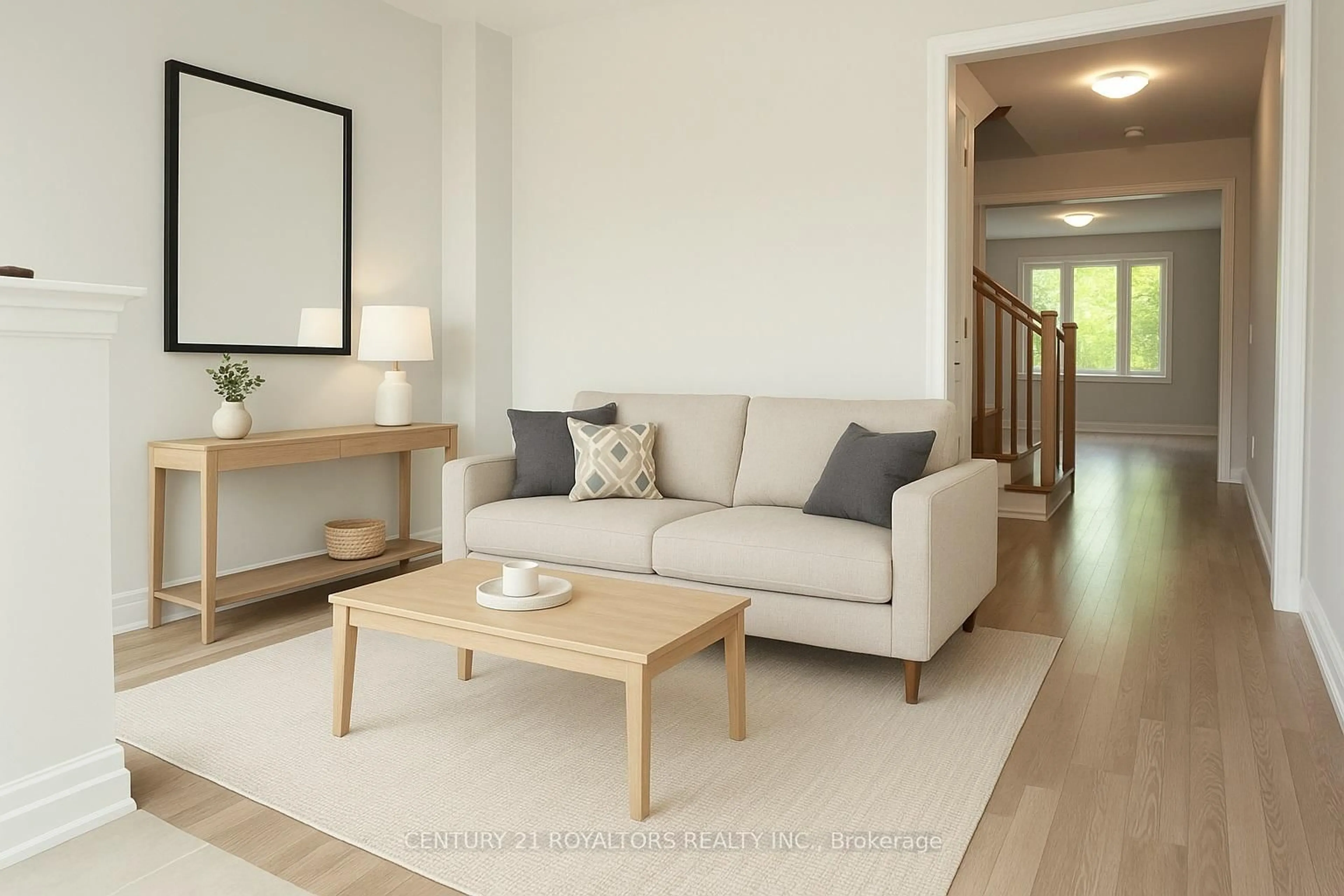 Living room with furniture, wood/laminate floor for 137 Harwood Ave, Woodstock Ontario N4T 0P8