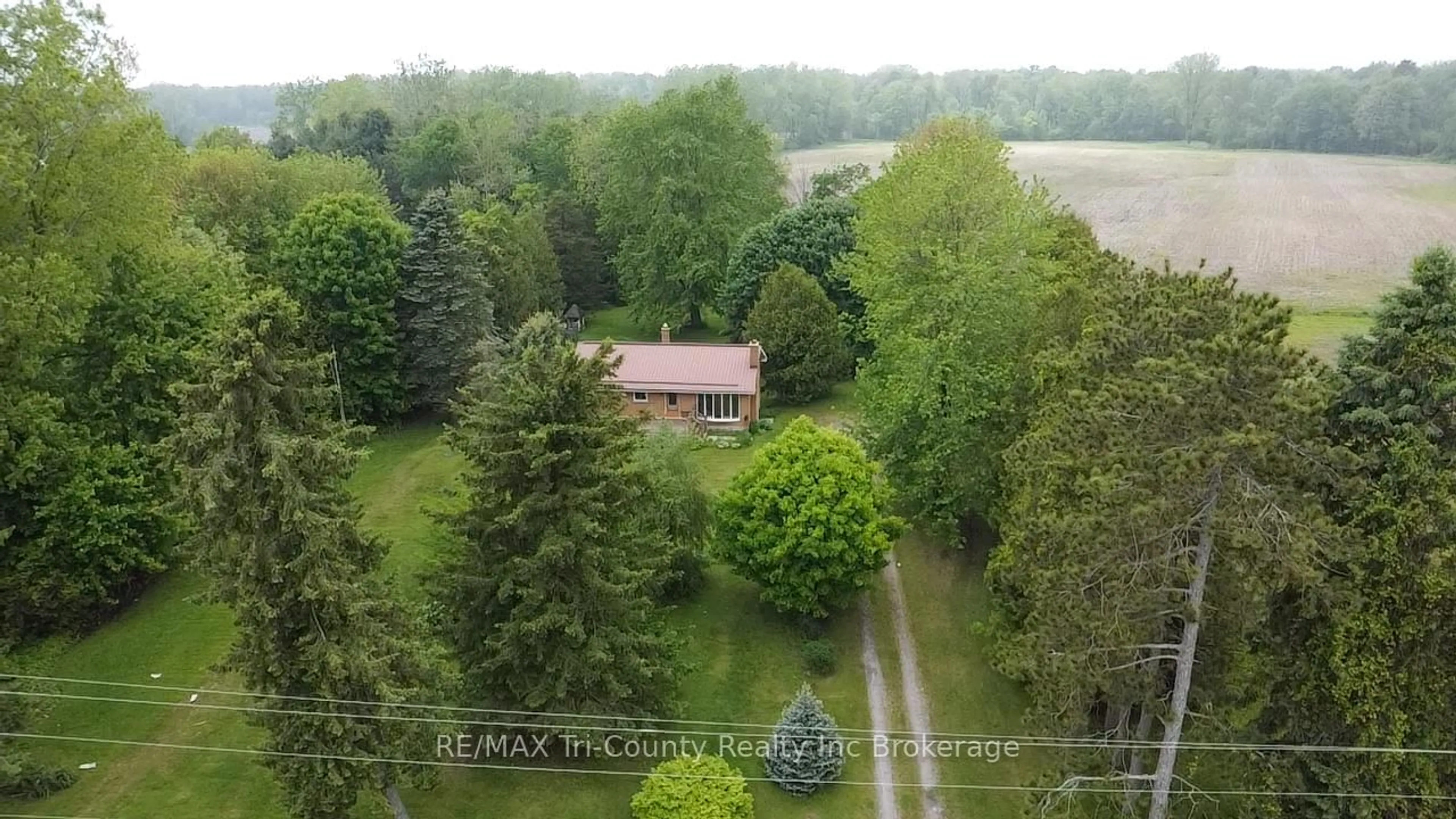 A pic from outside/outdoor area/front of a property/back of a property/a pic from drone, forest/trees view for 889 Norfolk County 28 Rd, Norfolk Ontario N0E 1G0