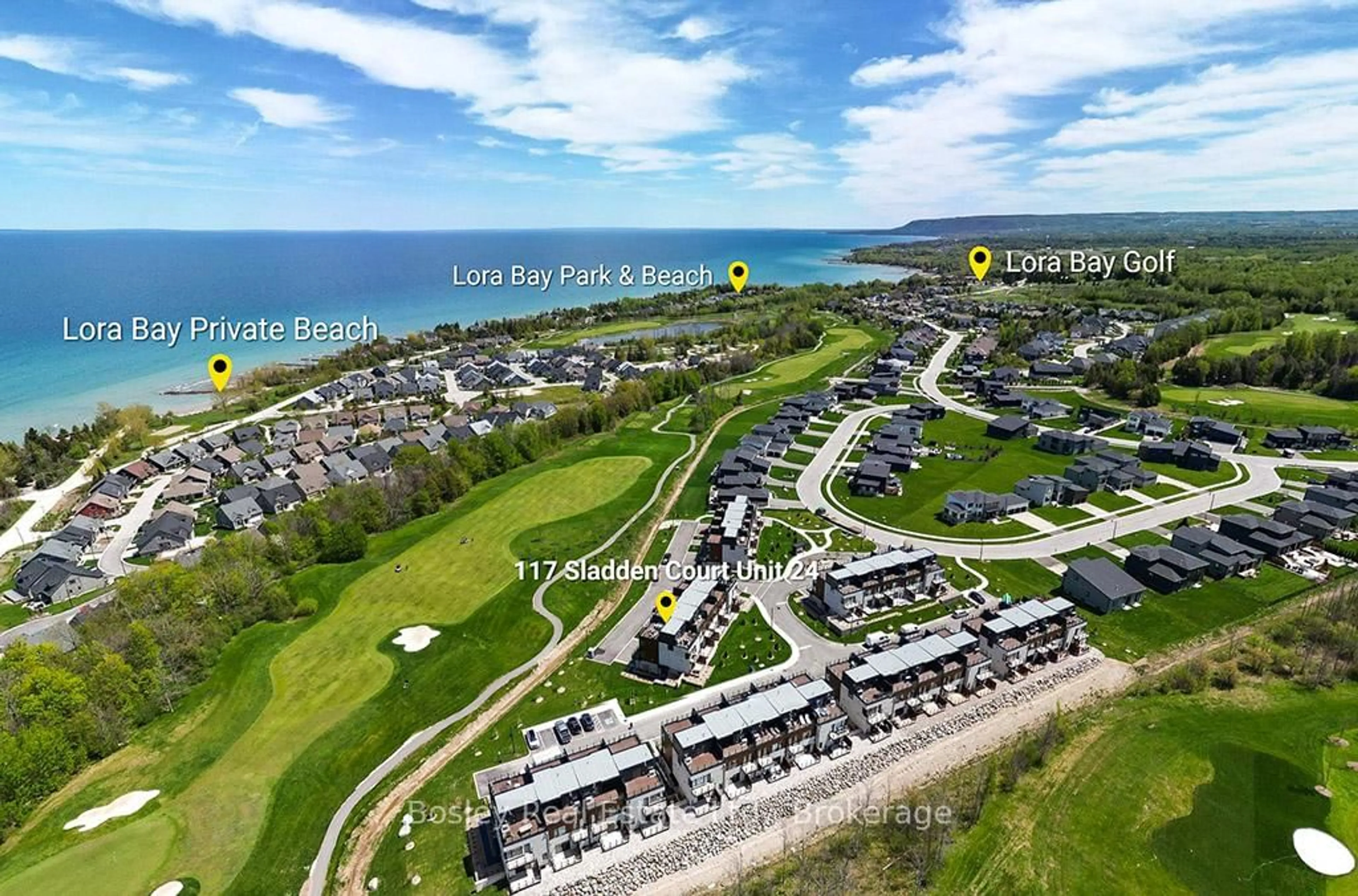 A pic from outside/outdoor area/front of a property/back of a property/a pic from drone, water/lake/river/ocean view for 117 Sladden Crt #24, Blue Mountains Ontario N0H 2P0