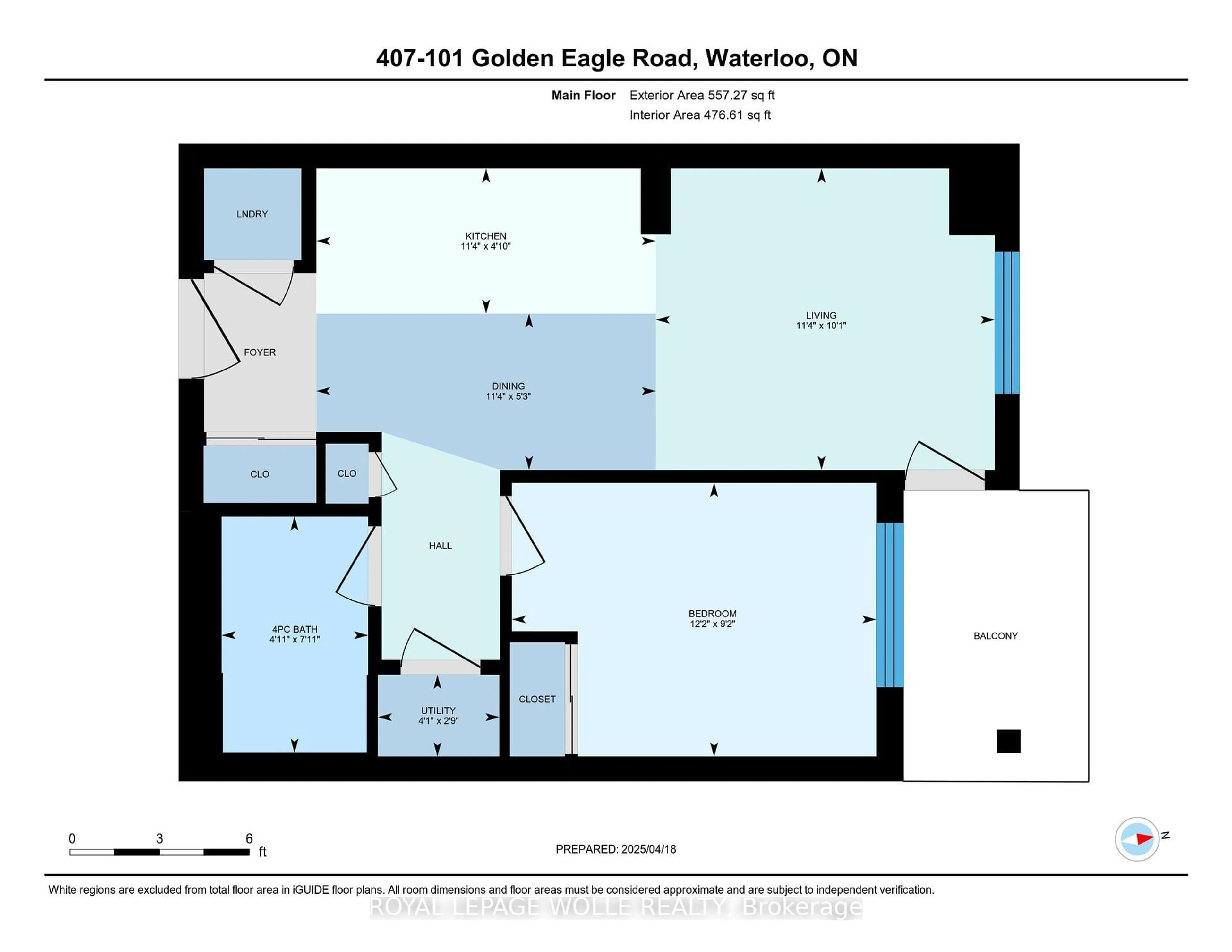 Floor plan for 101 Golden Eagle Rd #407, Waterloo Ontario N2V 0H4