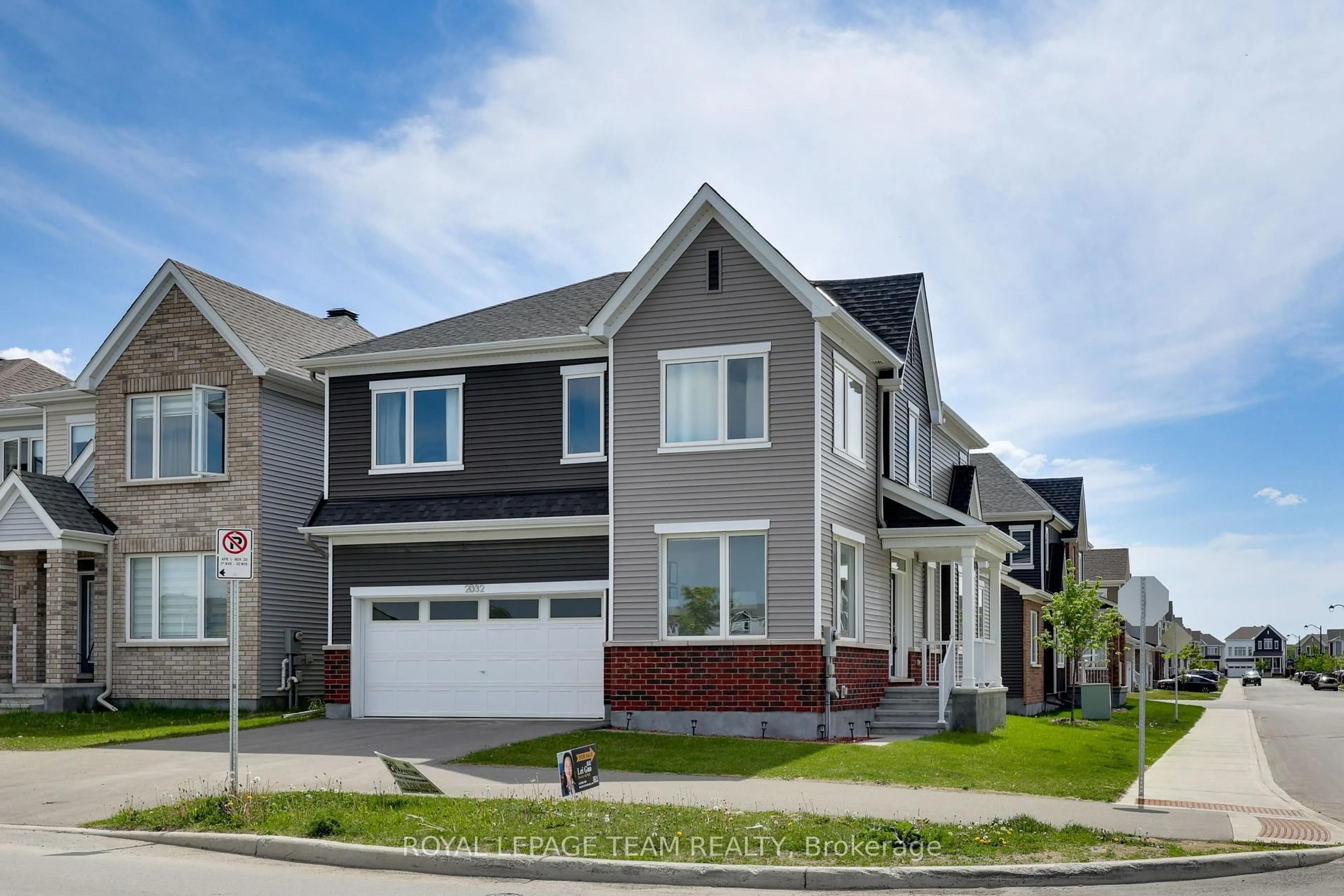 Home with vinyl exterior material, street for 2032 Elevation Rd, Ottawa Ontario K2J 6X5