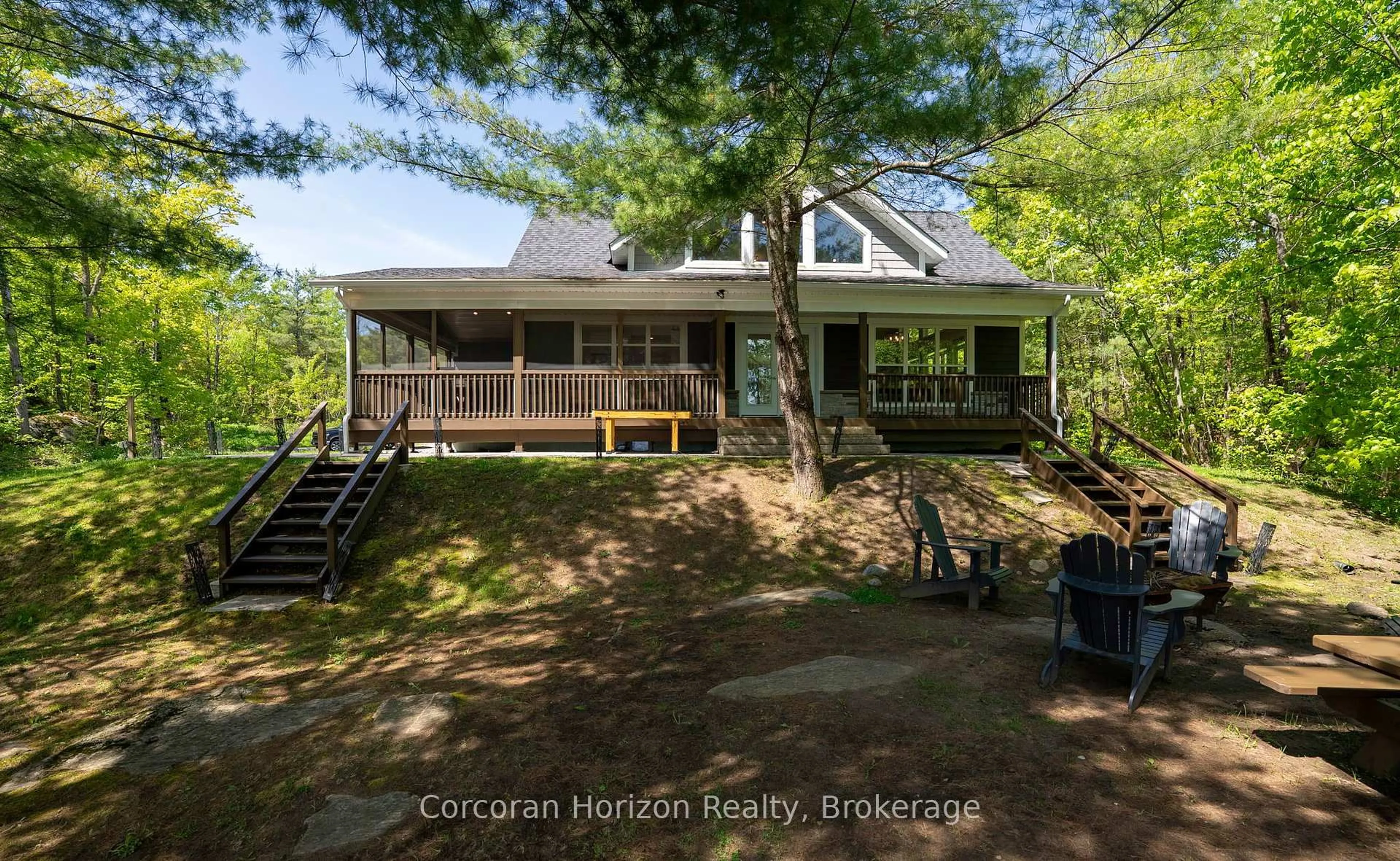 A pic from outside/outdoor area/front of a property/back of a property/a pic from drone, unknown for 450 Crooked Bay Rd, Georgian Bay Ontario P0C 1S0