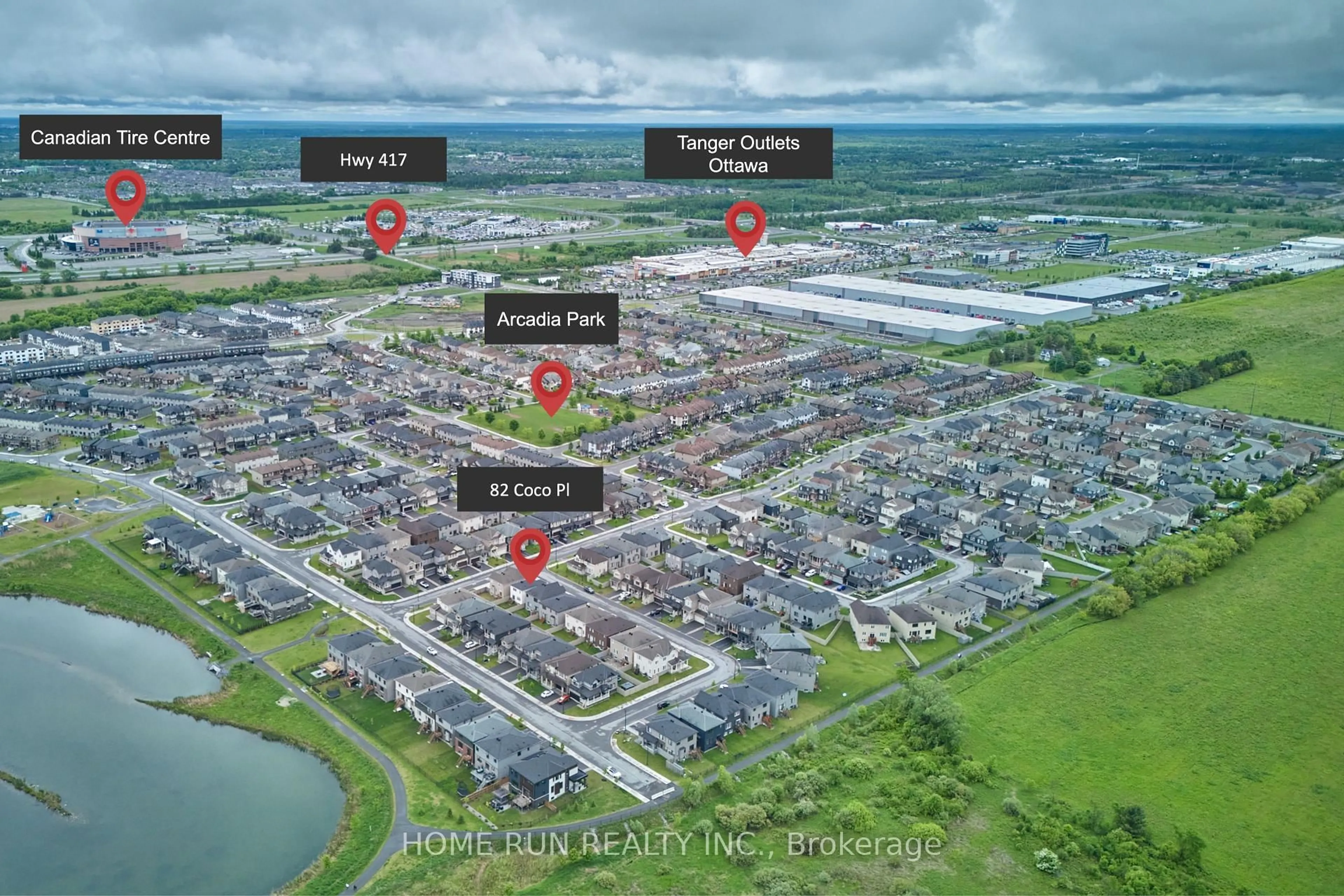 A pic from outside/outdoor area/front of a property/back of a property/a pic from drone, street for 82 COCO Pl, Ottawa Ontario K2T 0R2